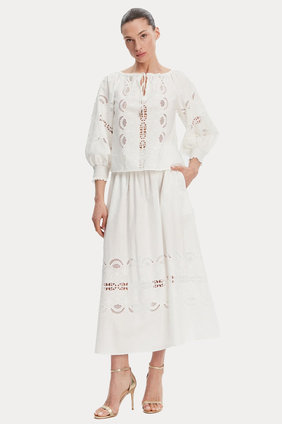 Liu Jo Lazer Kesim Nakışlı Midi Etek