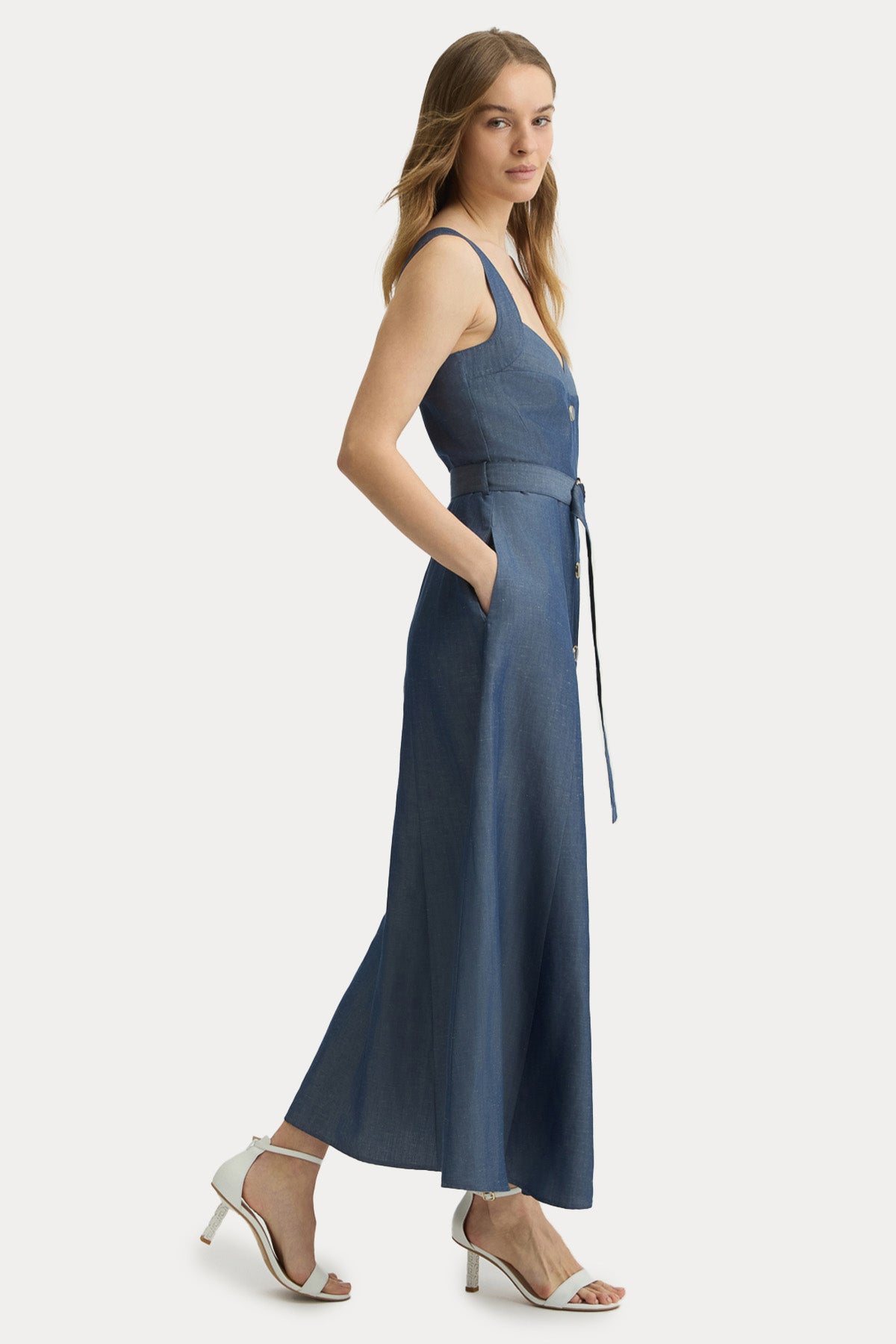 Liu Jo Kemerli Maxi Keten Elbise