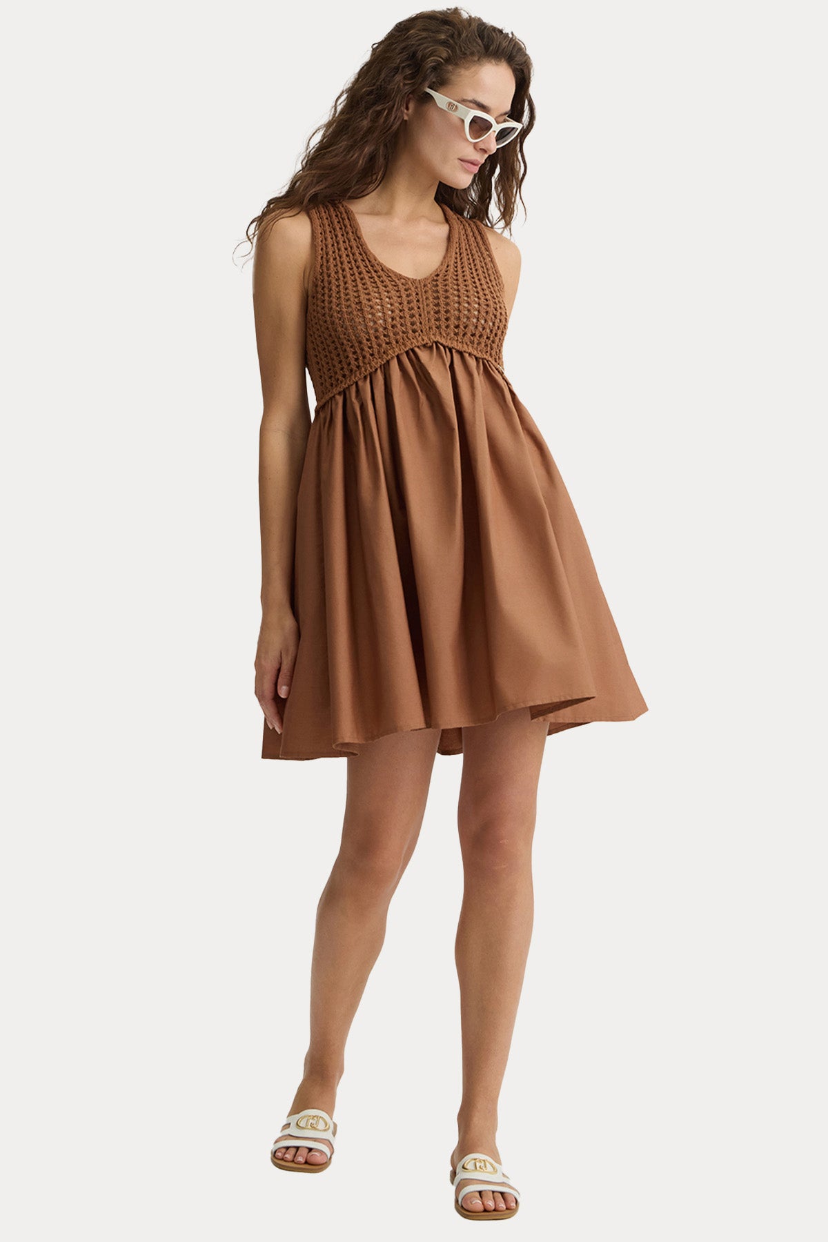 Liu Jo Örgü Detaylı Pileli Mini Elbise