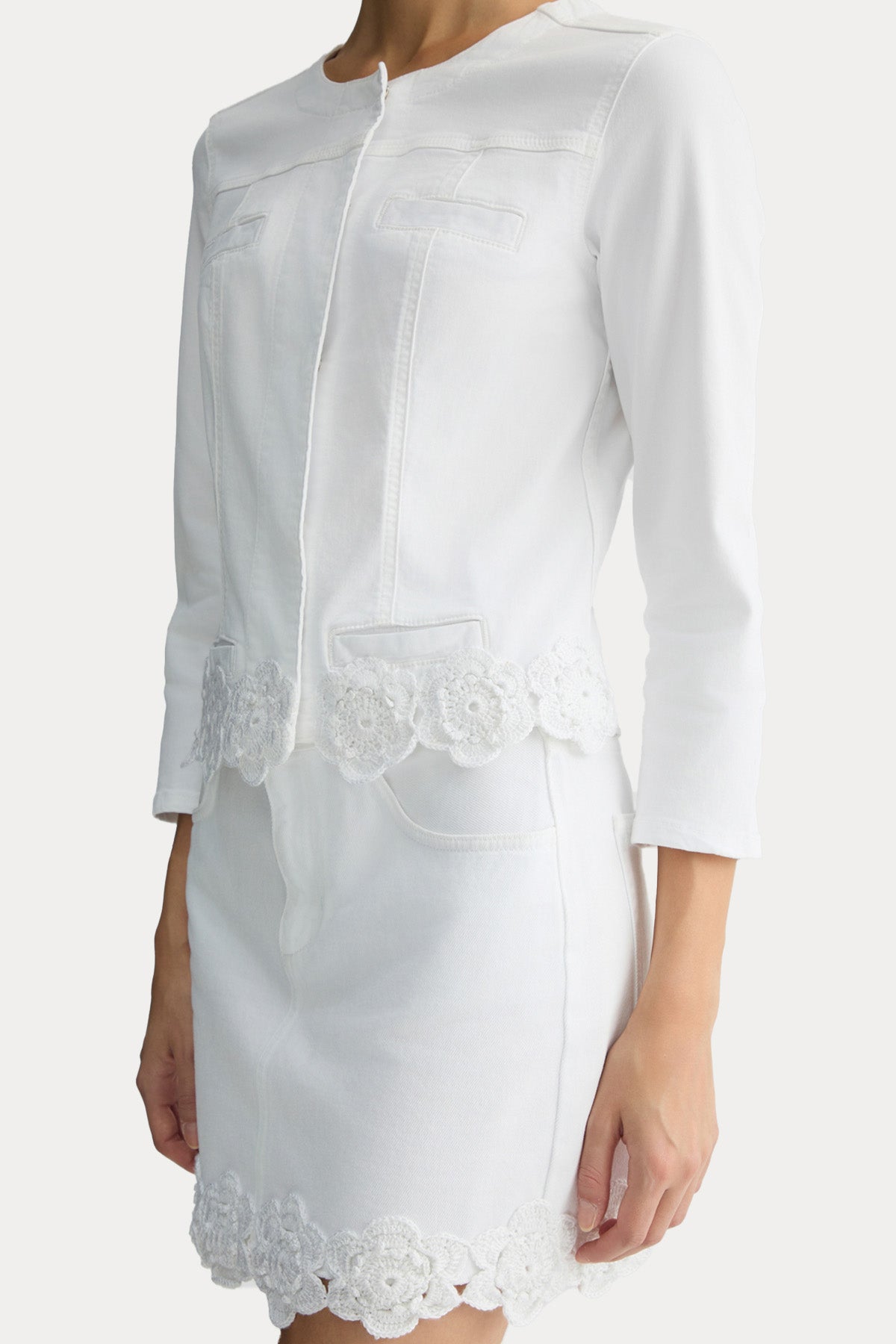 Liu Jo Slim Fit Nakış Örgü Detaylı Streç Denim Ceket