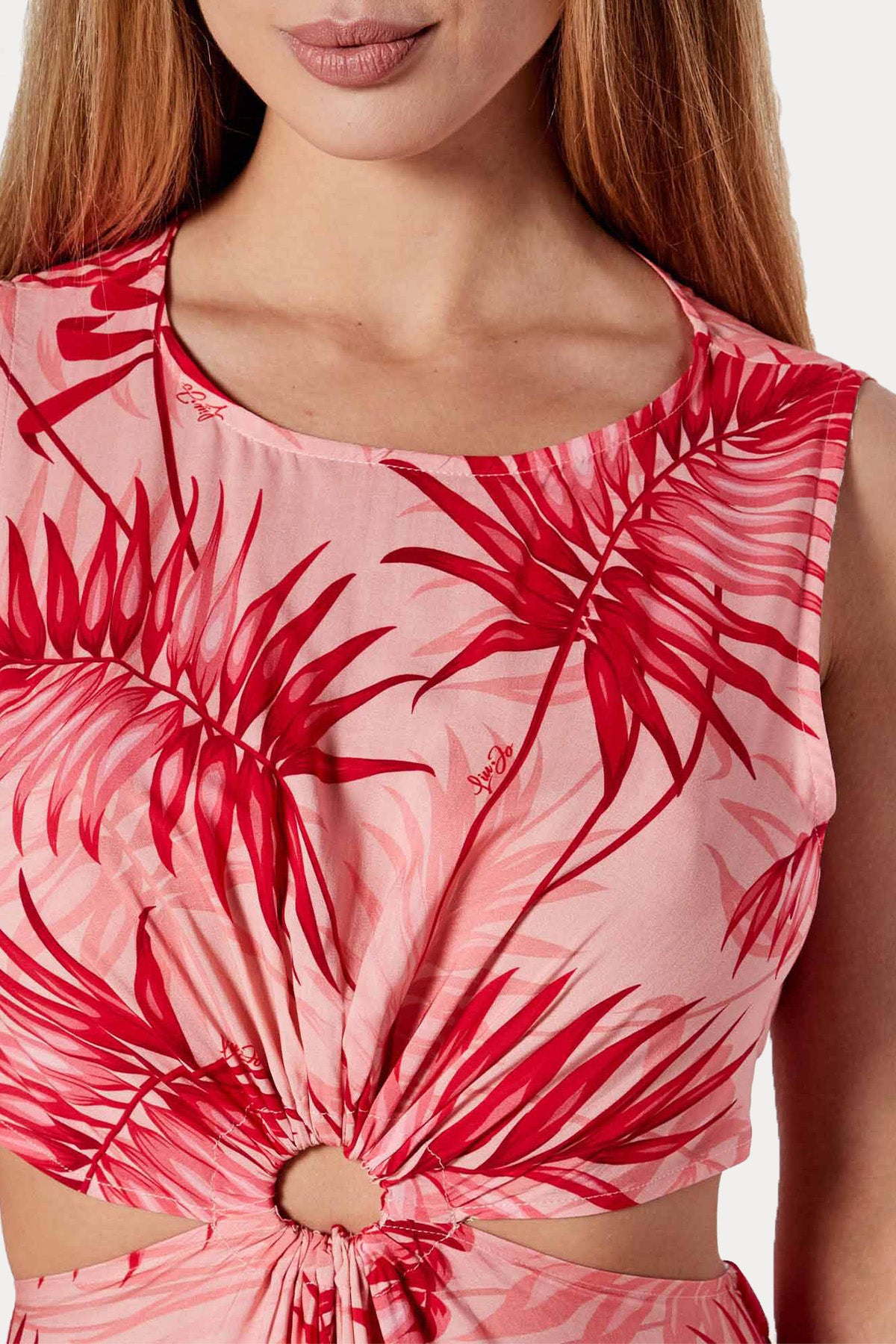 Liu Jo Bel Dekolteli Renkli Desenli Maxi Elbise