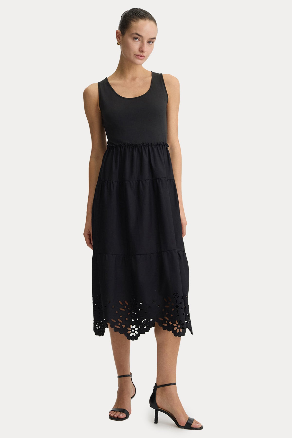 Liu Jo Lazer Kesim Nakışlı Streç Midi Elbise