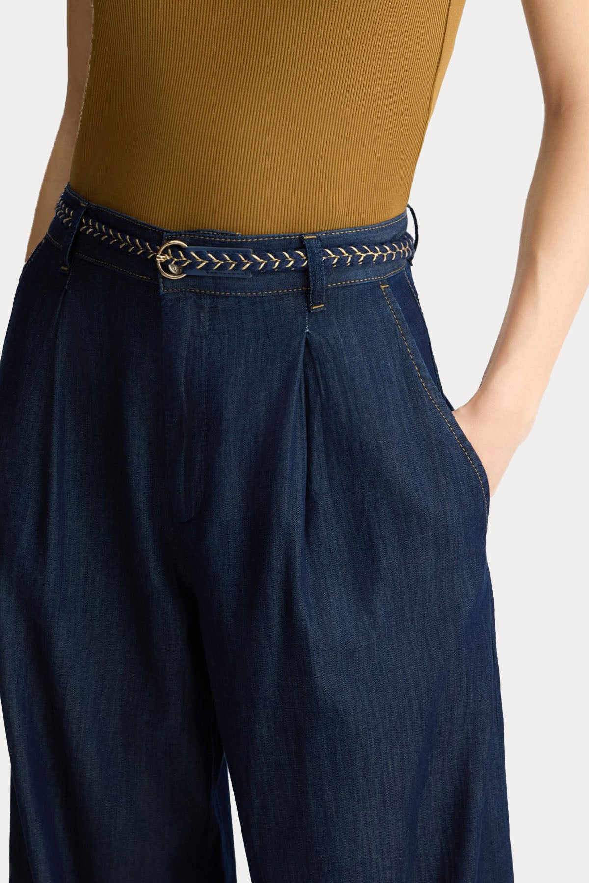 Liu Jo Geniş Kesim Yüksek Belli Tek Pileli Jeans-Jeans-Libas
