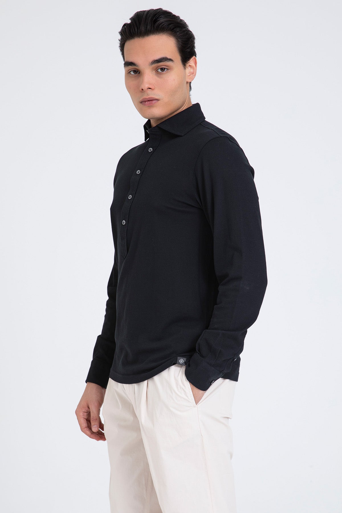 Gran Sasso Yarım Patlı İtalyan Yaka T-shirt Gömlek