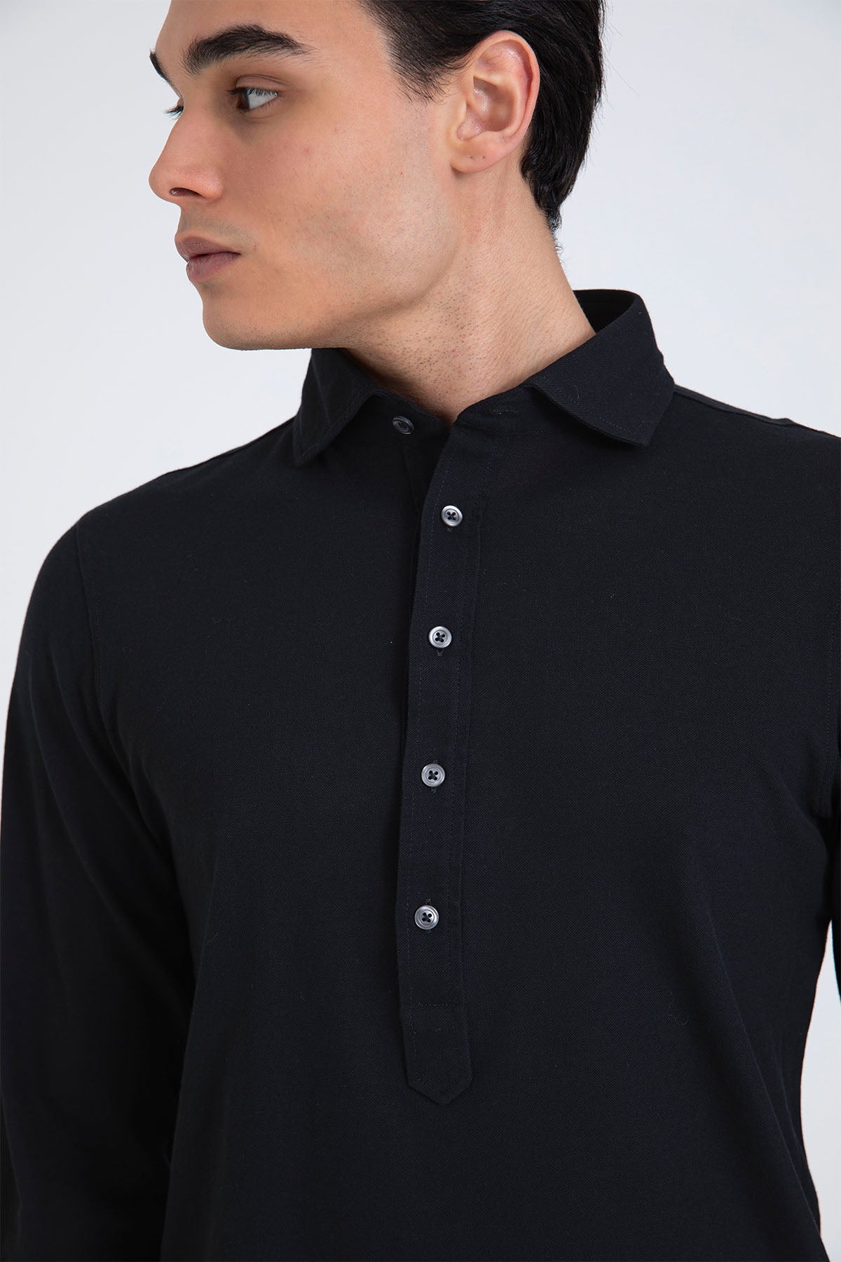 Gran Sasso Yarım Patlı İtalyan Yaka T-shirt Gömlek