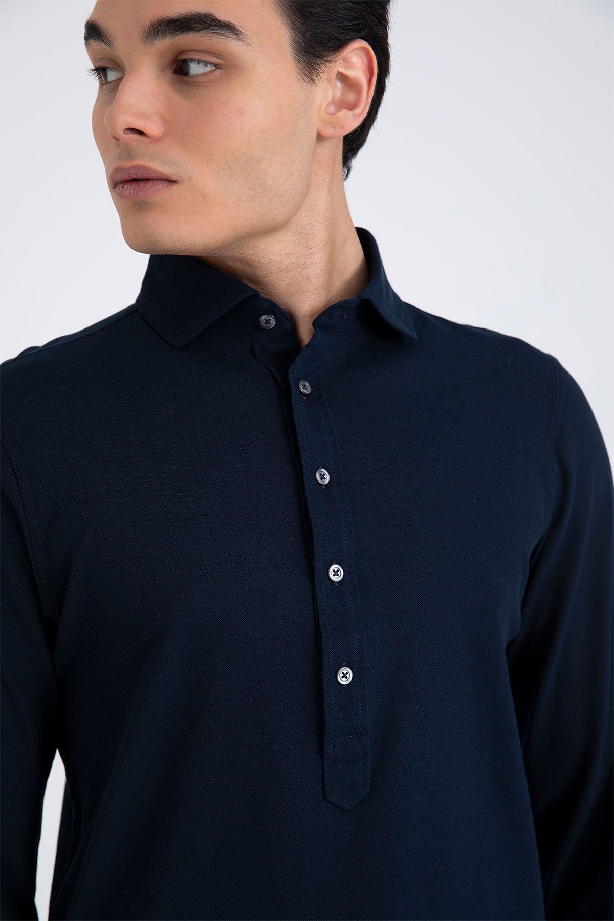 Gran Sasso Yarım Patlı İtalyan Yaka T-shirt Gömlek