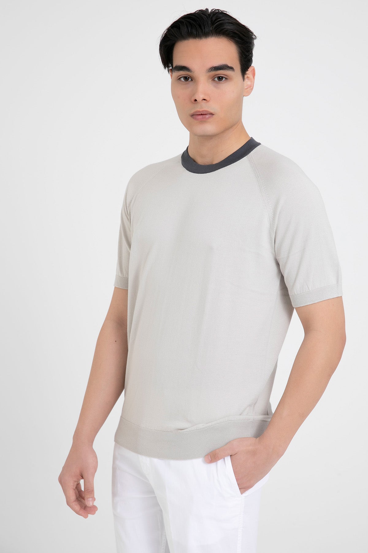 Gran Sasso Yuvarlak Yaka İnce Örgü Triko