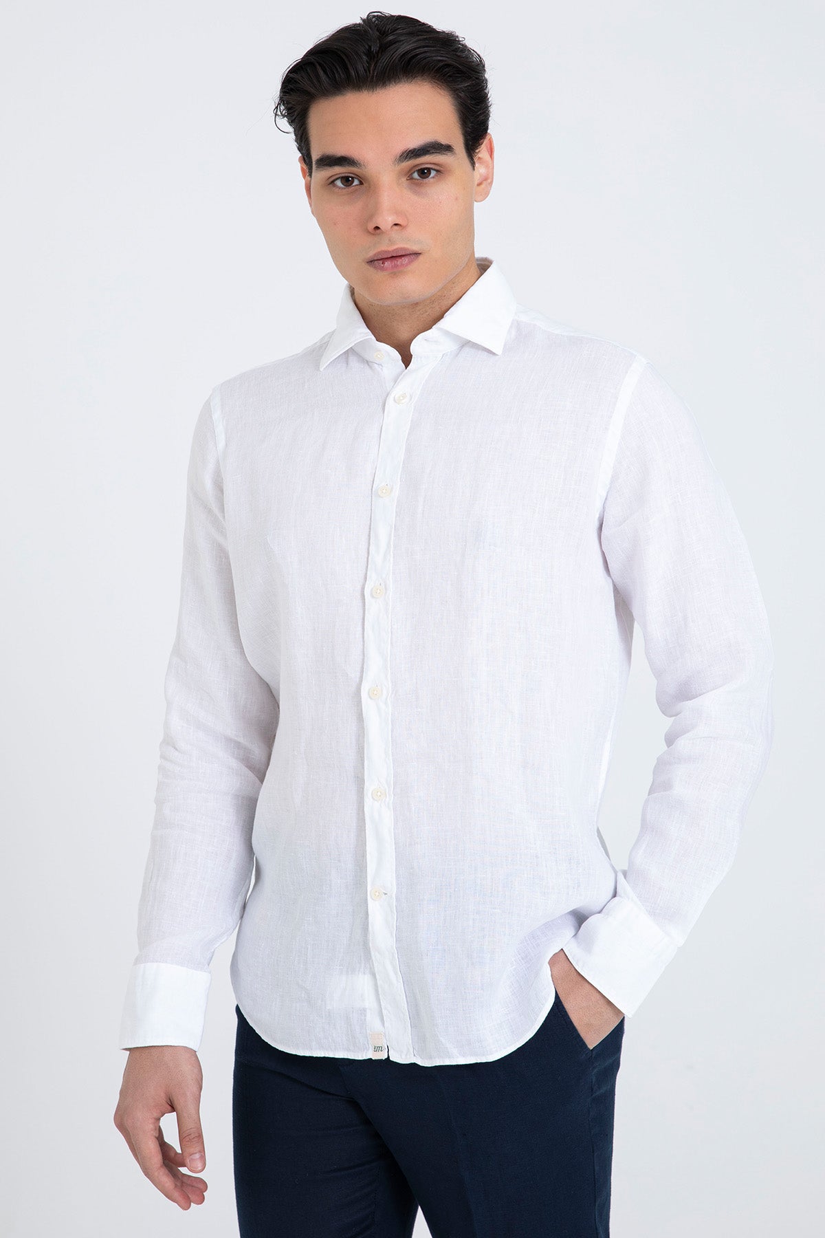 Tintoria Mattei Klasik Yaka Keten Gömlek