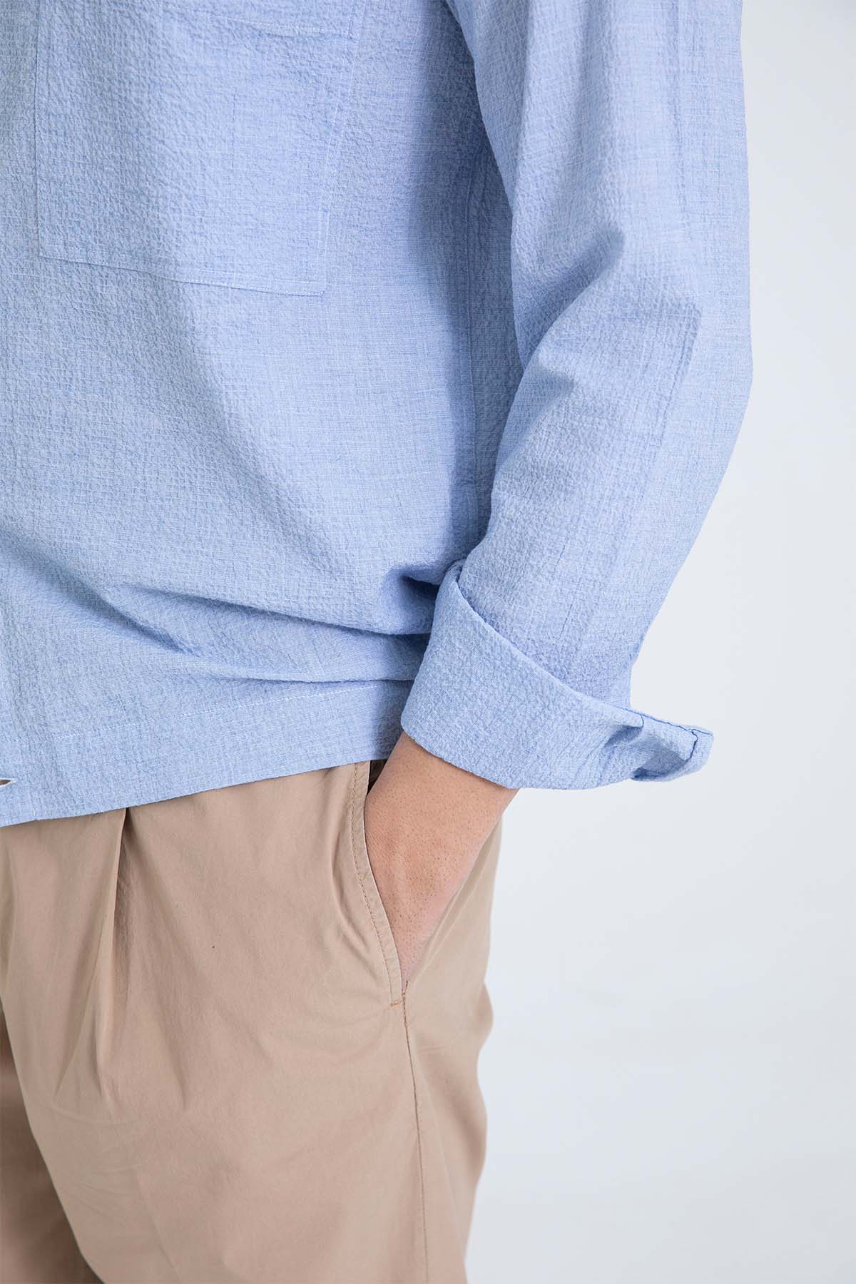 Tintoria Mattei Beli Lastikli Spor Cepli Streç Gömlek