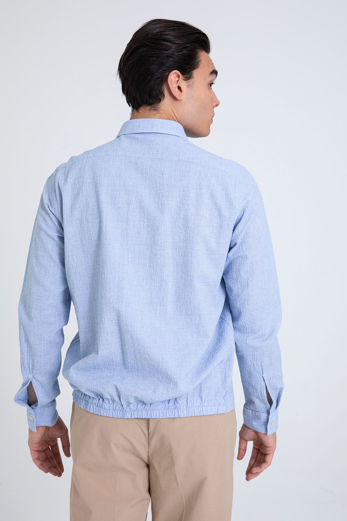 Tintoria Mattei Beli Lastikli Spor Cepli Streç Gömlek