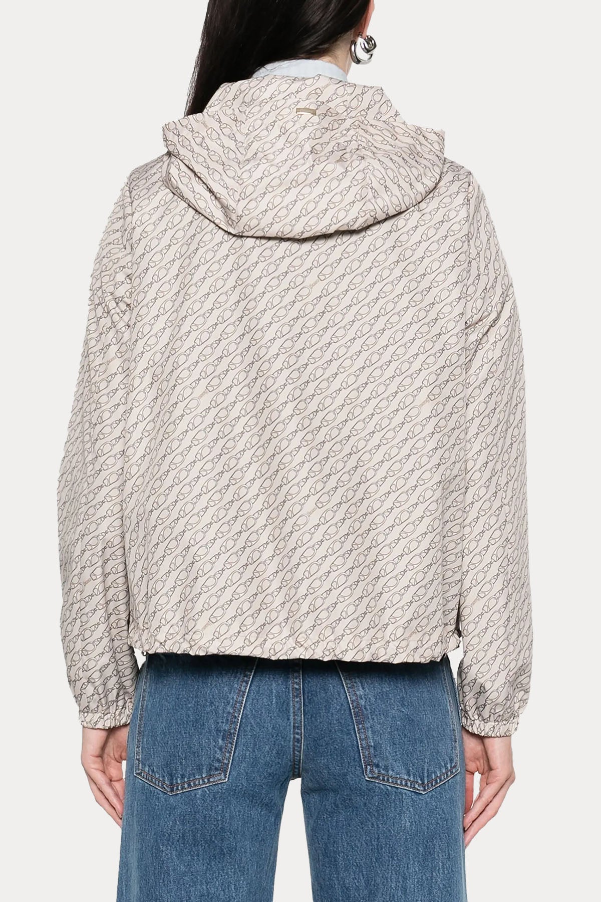 Herno Relaxed Fit Zincir Desenli Kapüşonlu Ceket-Ceket-Libas