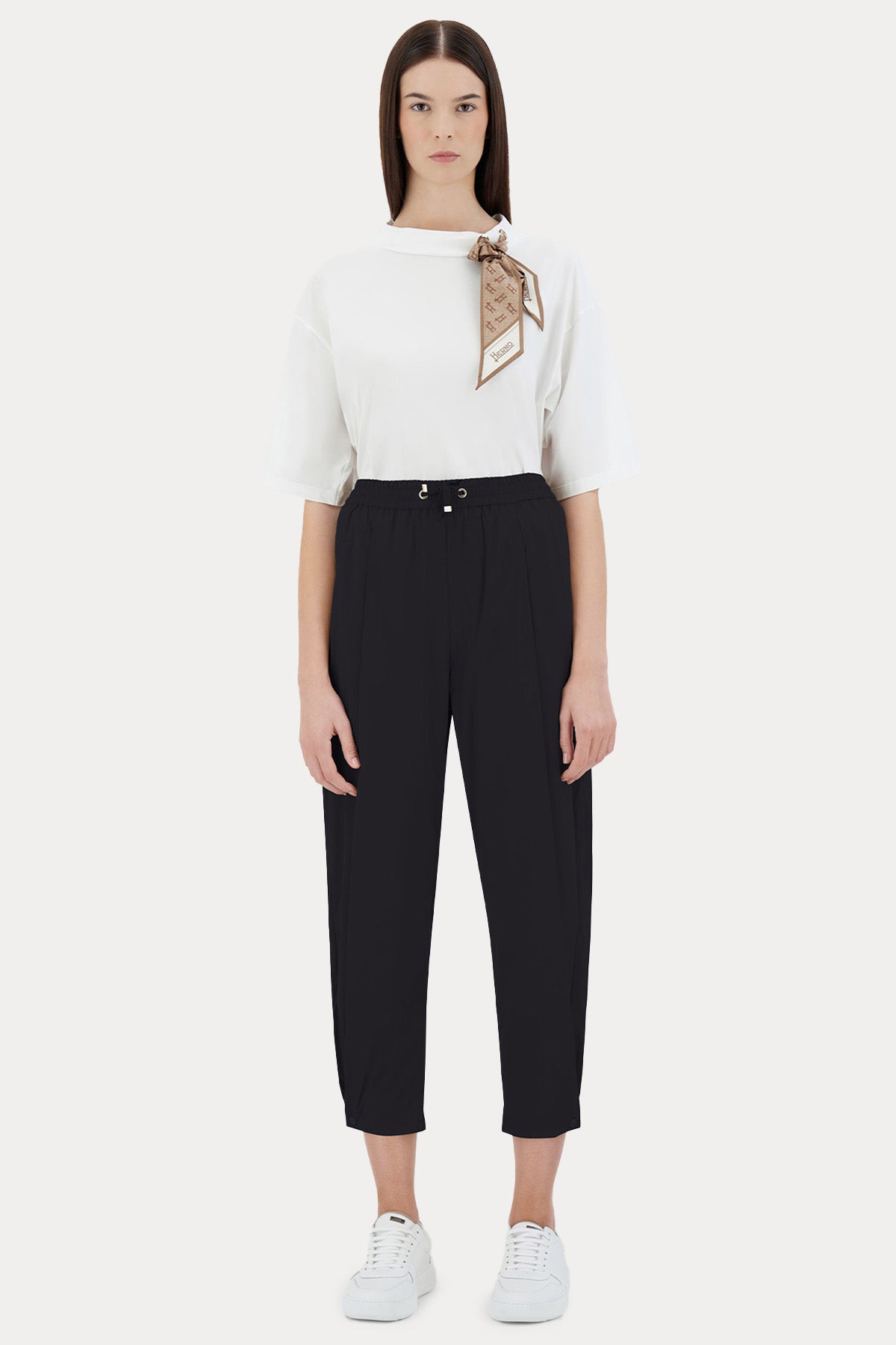 Herno Beli Lastikli Pileli Yüksek Bel Pantolon
