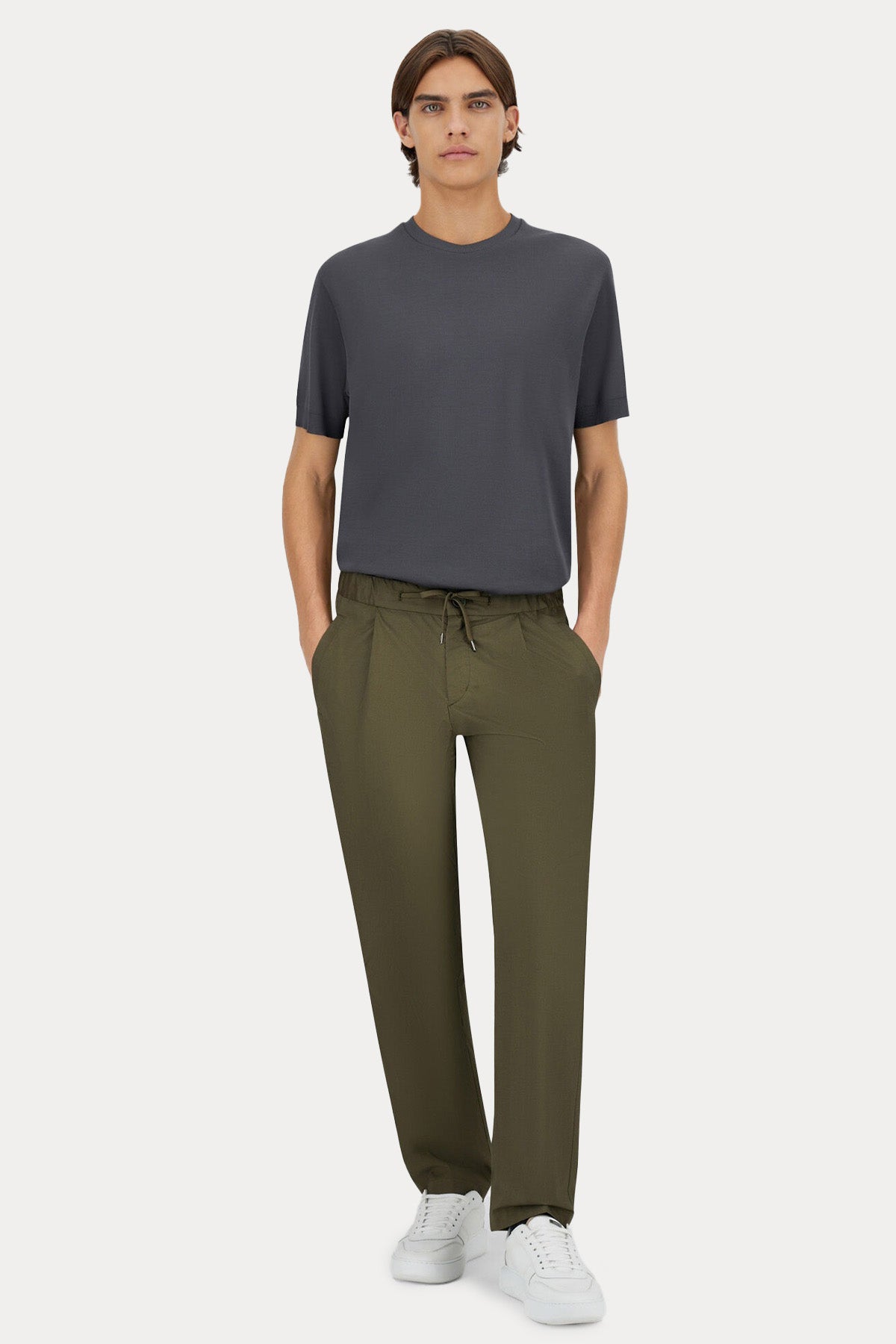 Herno Tek Pile Beli Lastikli Yandan Cepli Streç Pantolon