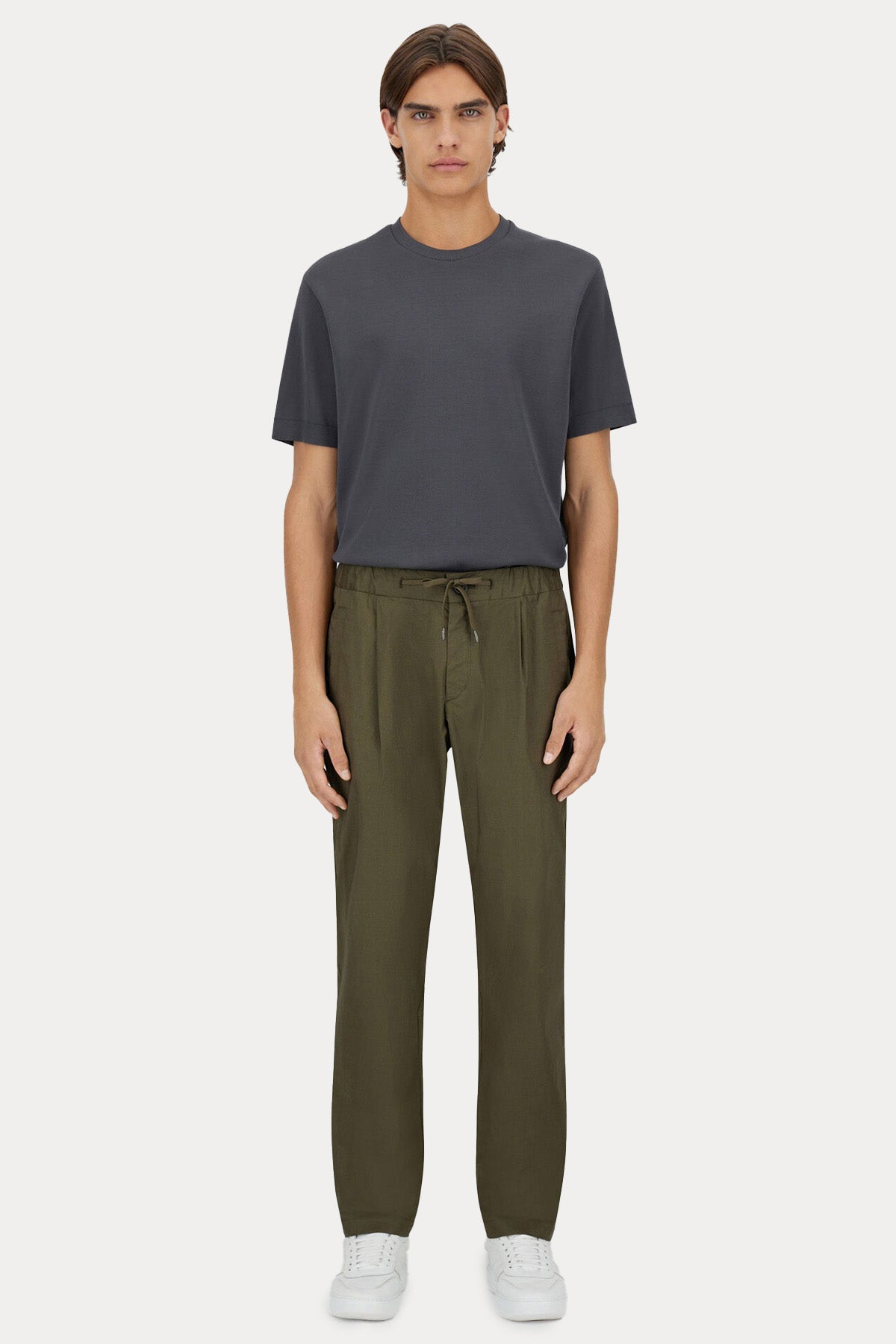 Herno Tek Pile Beli Lastikli Yandan Cepli Streç Pantolon