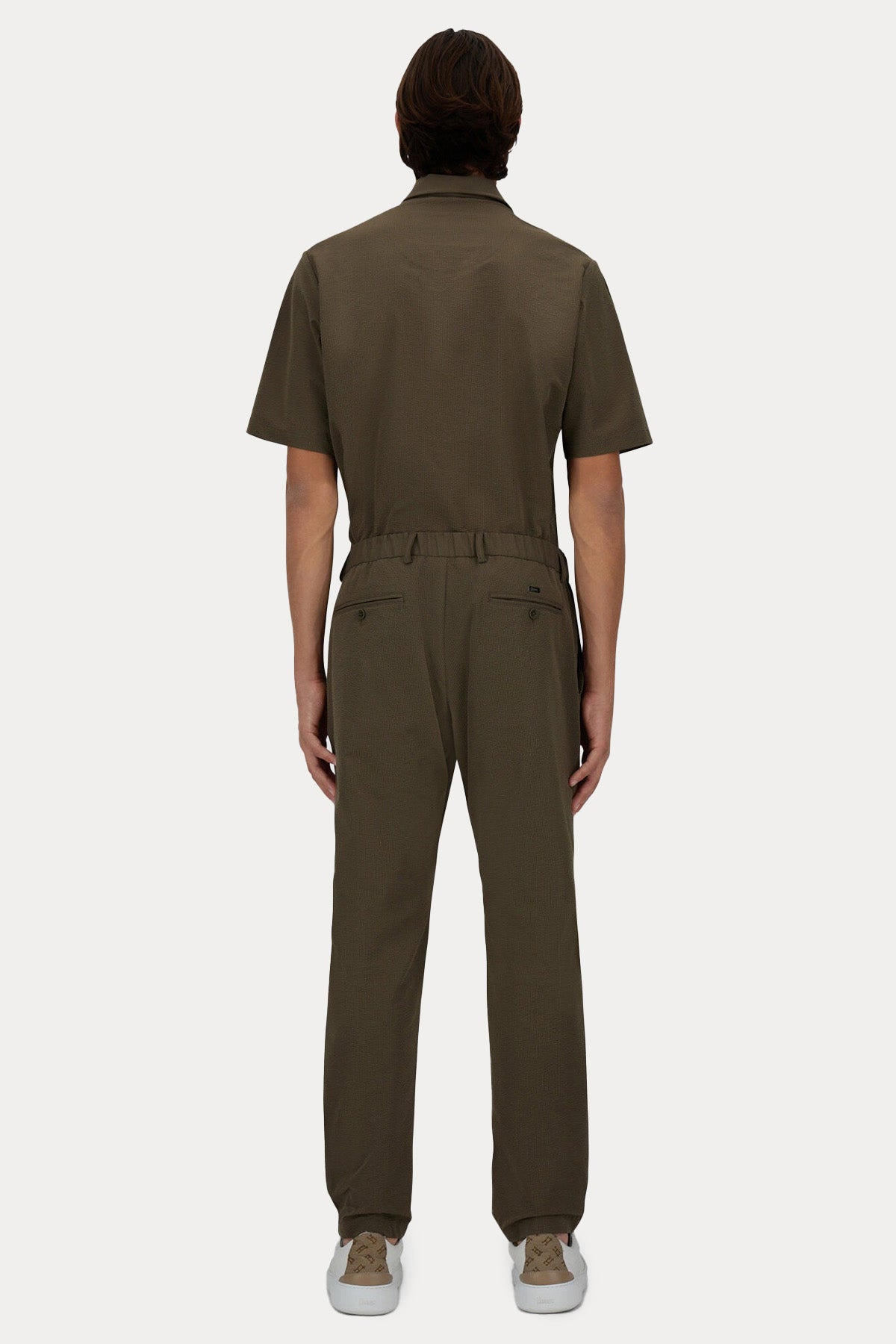 Herno Regular Fit Dokulu Kumaş Tek Pile Beli Lastikli Pantolon