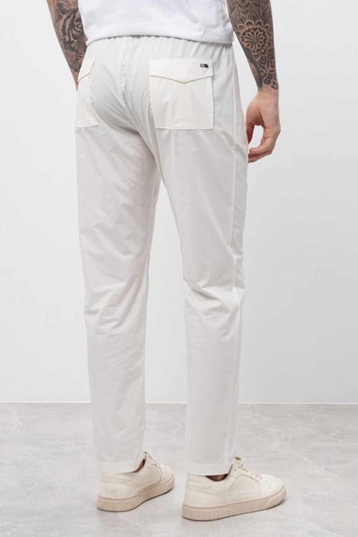 Herno Tek Pile Beli Lastikli Yandan Cepli Streç Pantolon