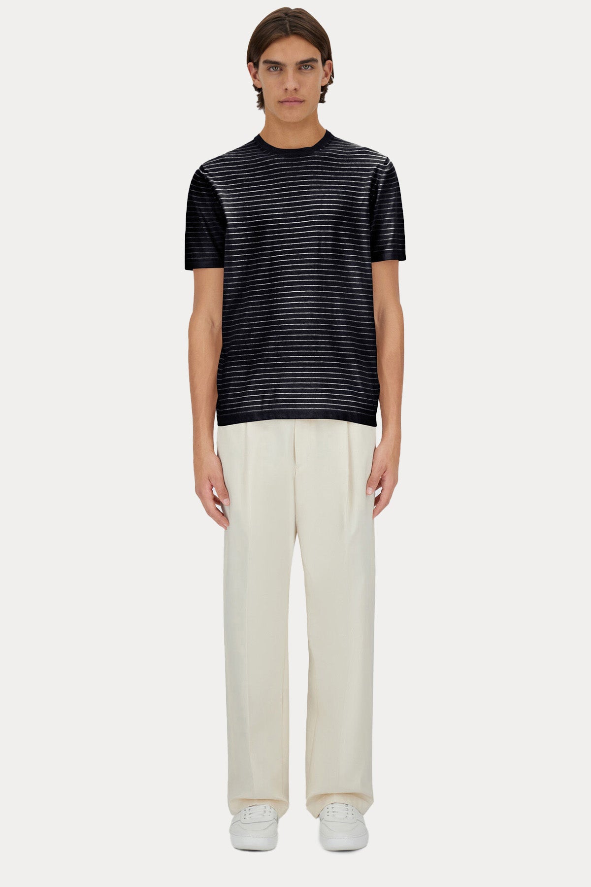 Herno Regular Fit Çizgili İnce Örgü Triko