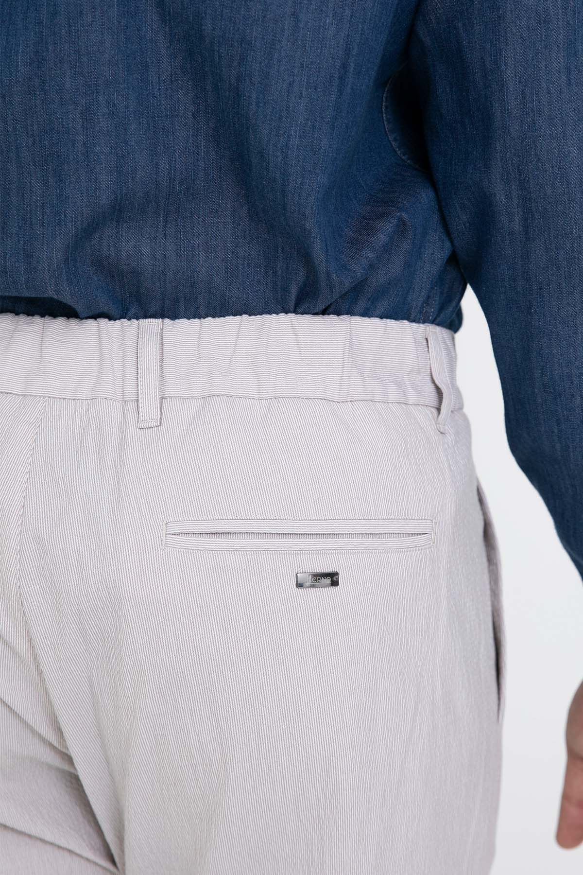 Herno Beli Lastikli Tek Pile Gofre Kumaş Yandan Cepli Pantolon