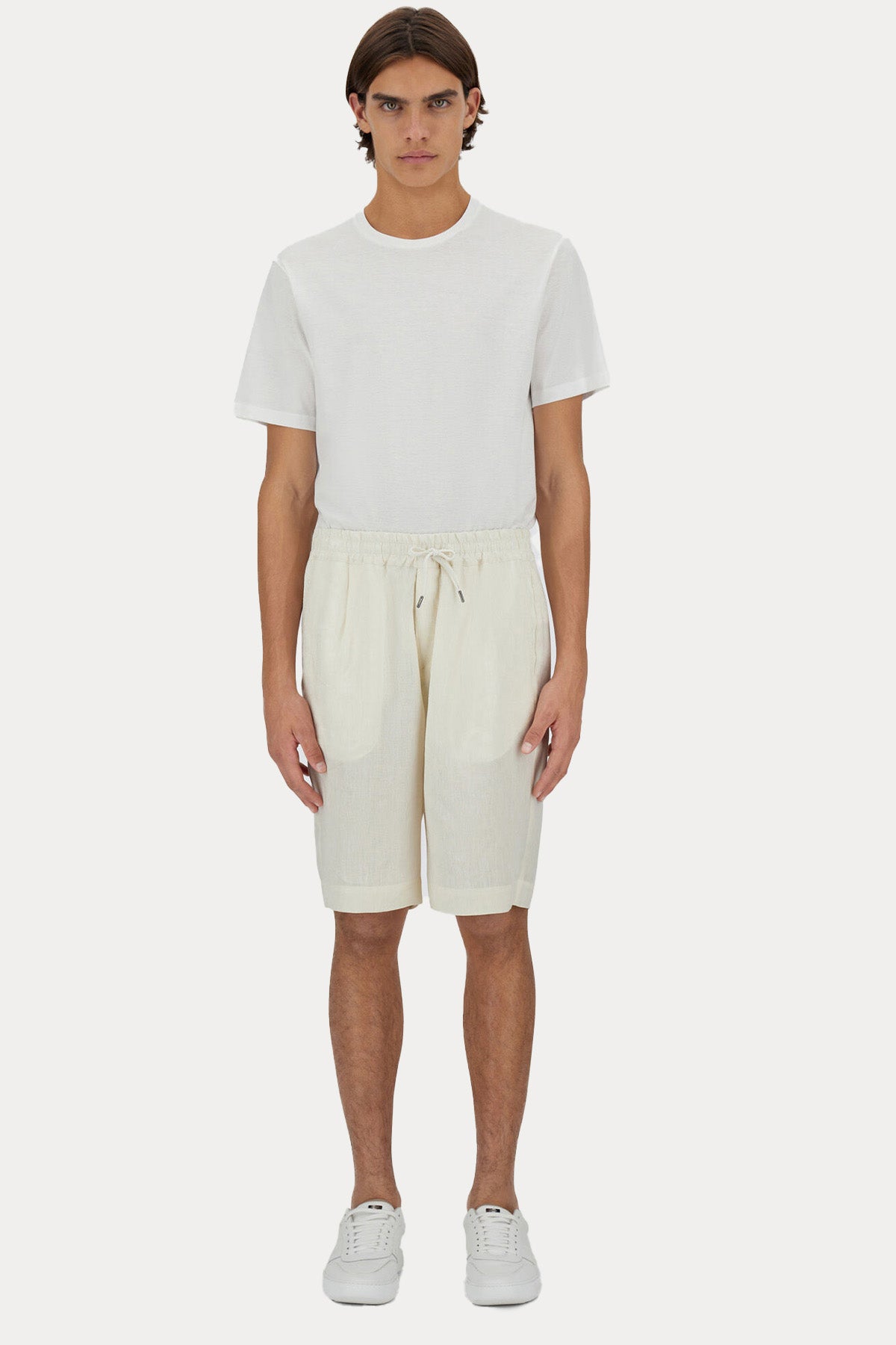 Herno Regular Fit Tek Pile Beli Lastikli Keten Şort