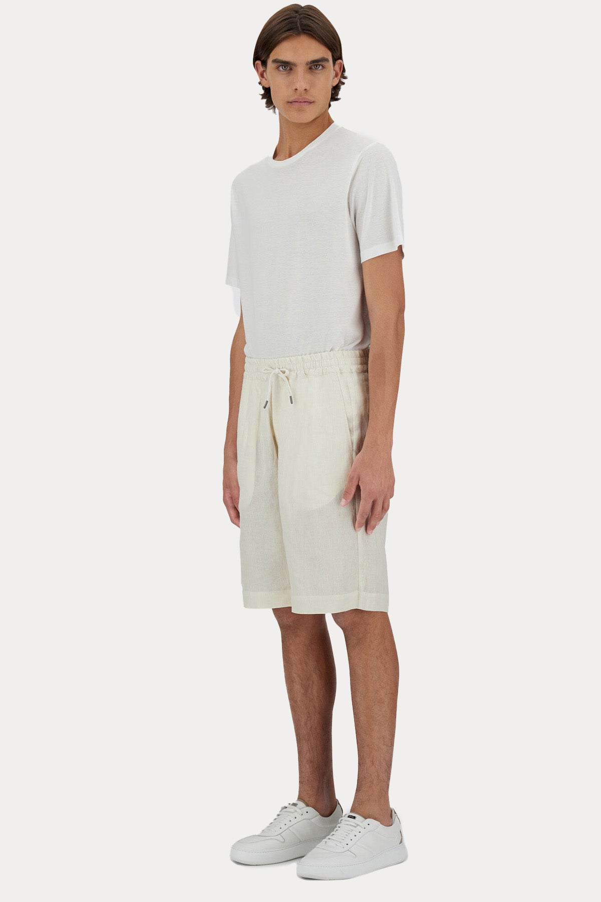 Herno Regular Fit Tek Pile Beli Lastikli Keten Şort