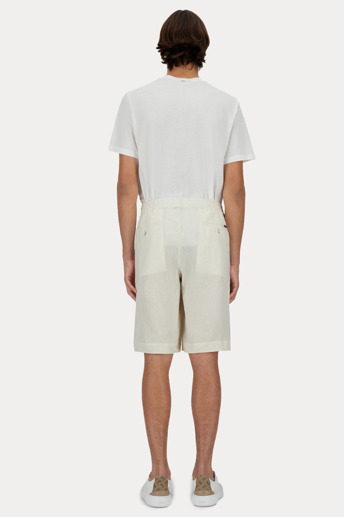 Herno Regular Fit Tek Pile Beli Lastikli Keten Şort