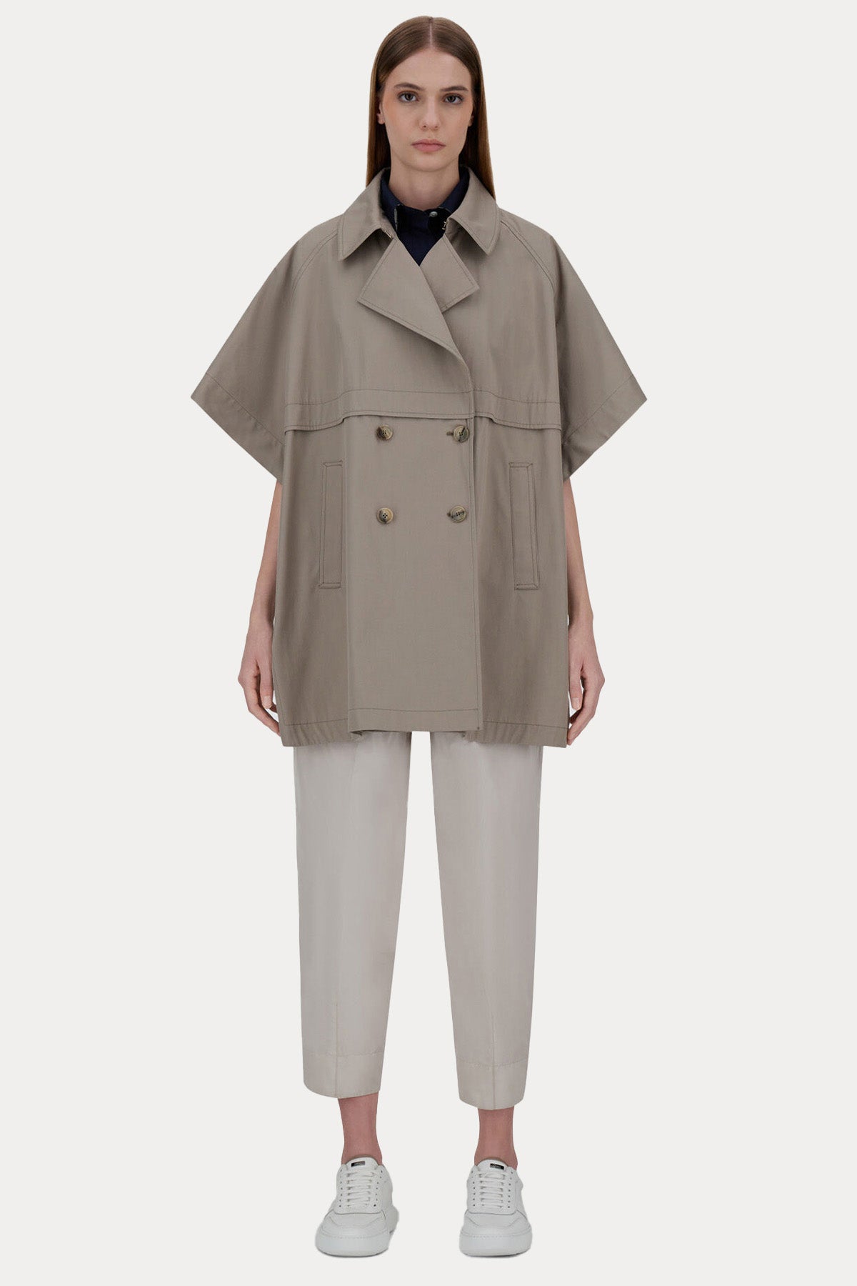 Herno Geniş Kesim Yarasa Kol Kruvaze Trençkot