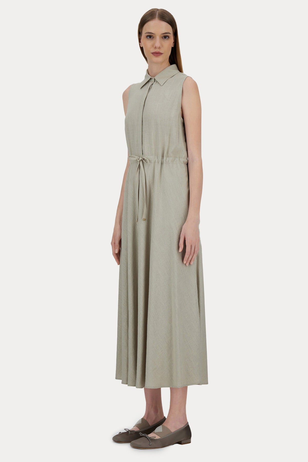 Herno Regular Fit Maxi Keten Elbise