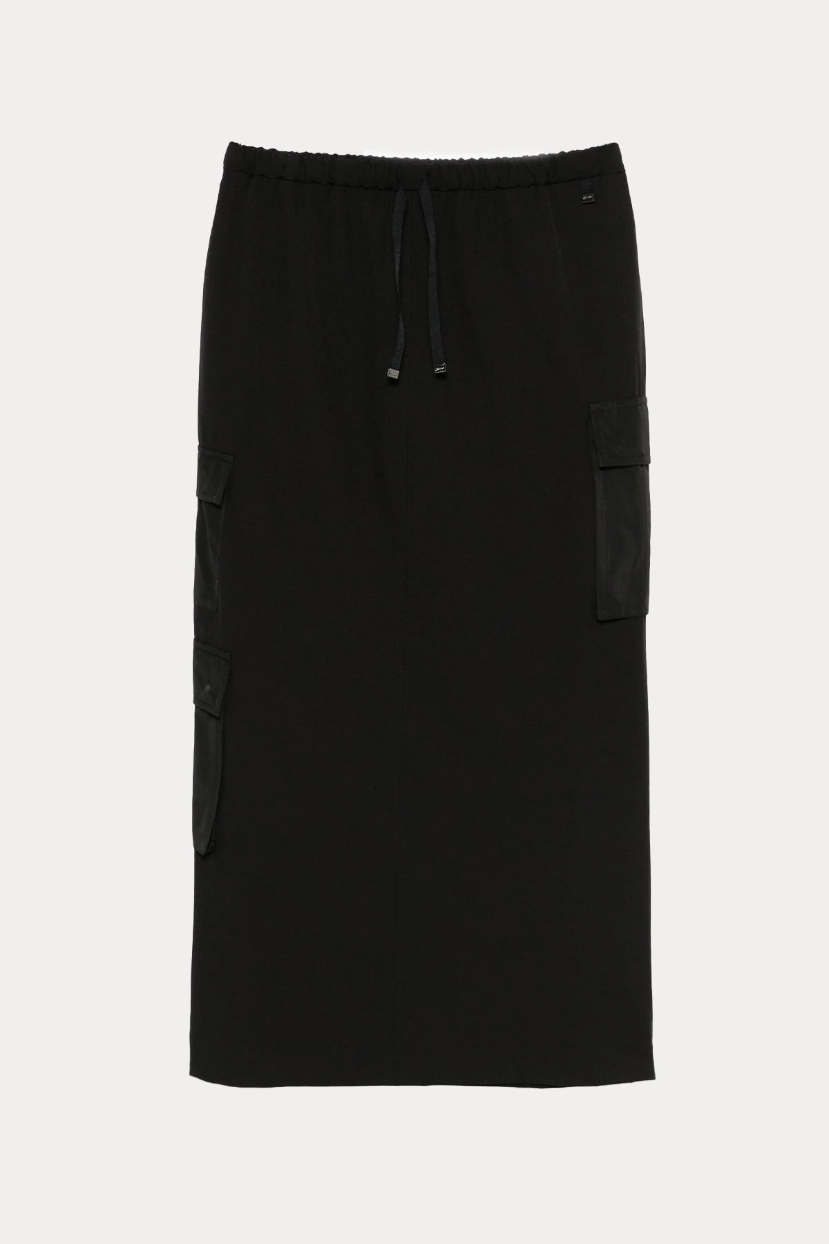 Herno Beli Lastikli Yandan Cepli Streç Midi Etek