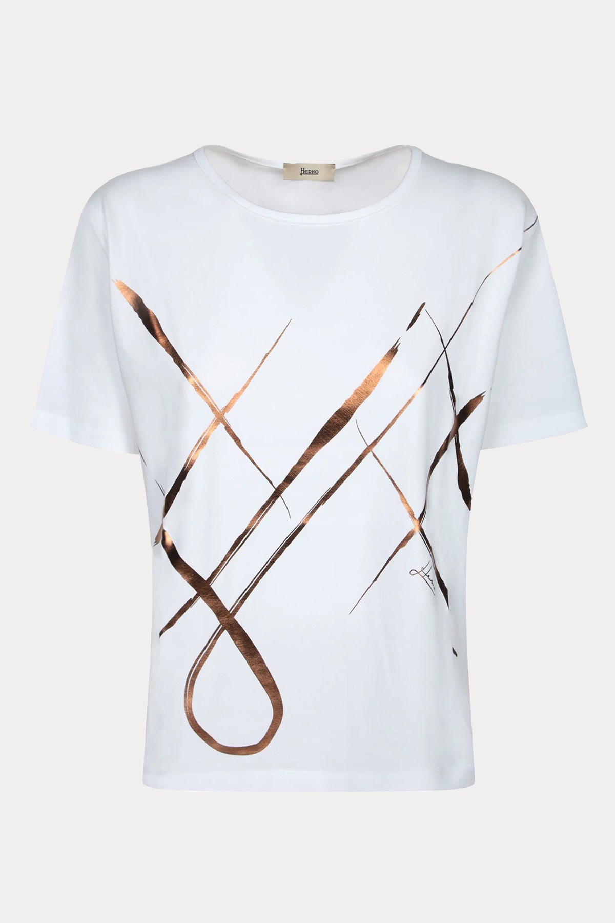 Herno Regular Fit Parlak Logolu Yuvarlak Yaka T-shirt