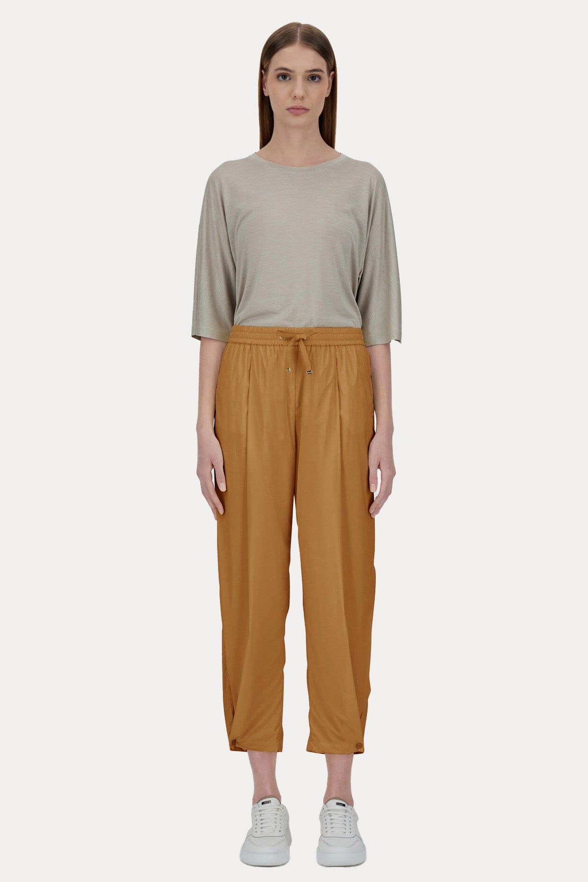 Herno Beli Lastikli Pileli Yüksek Bel Pantolon