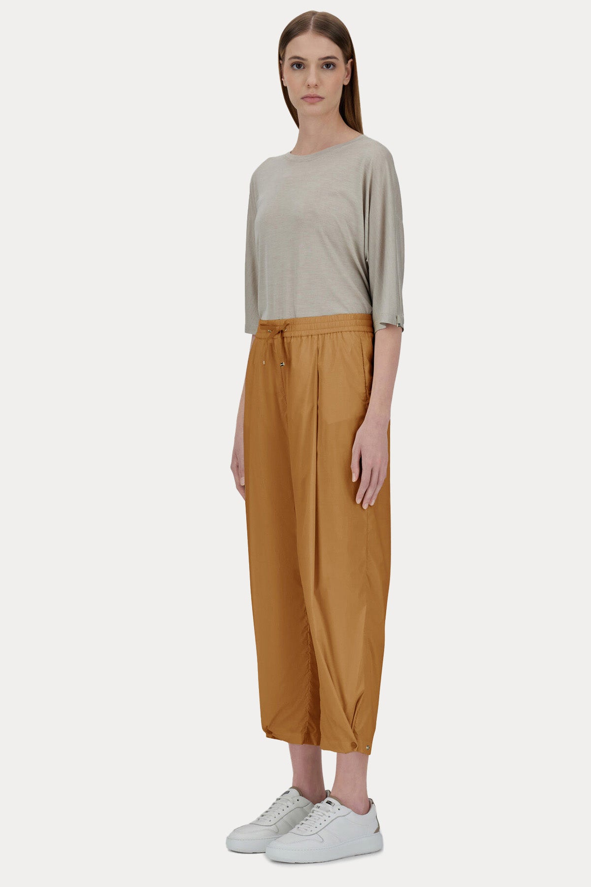 Herno Beli Lastikli Pileli Yüksek Bel Pantolon