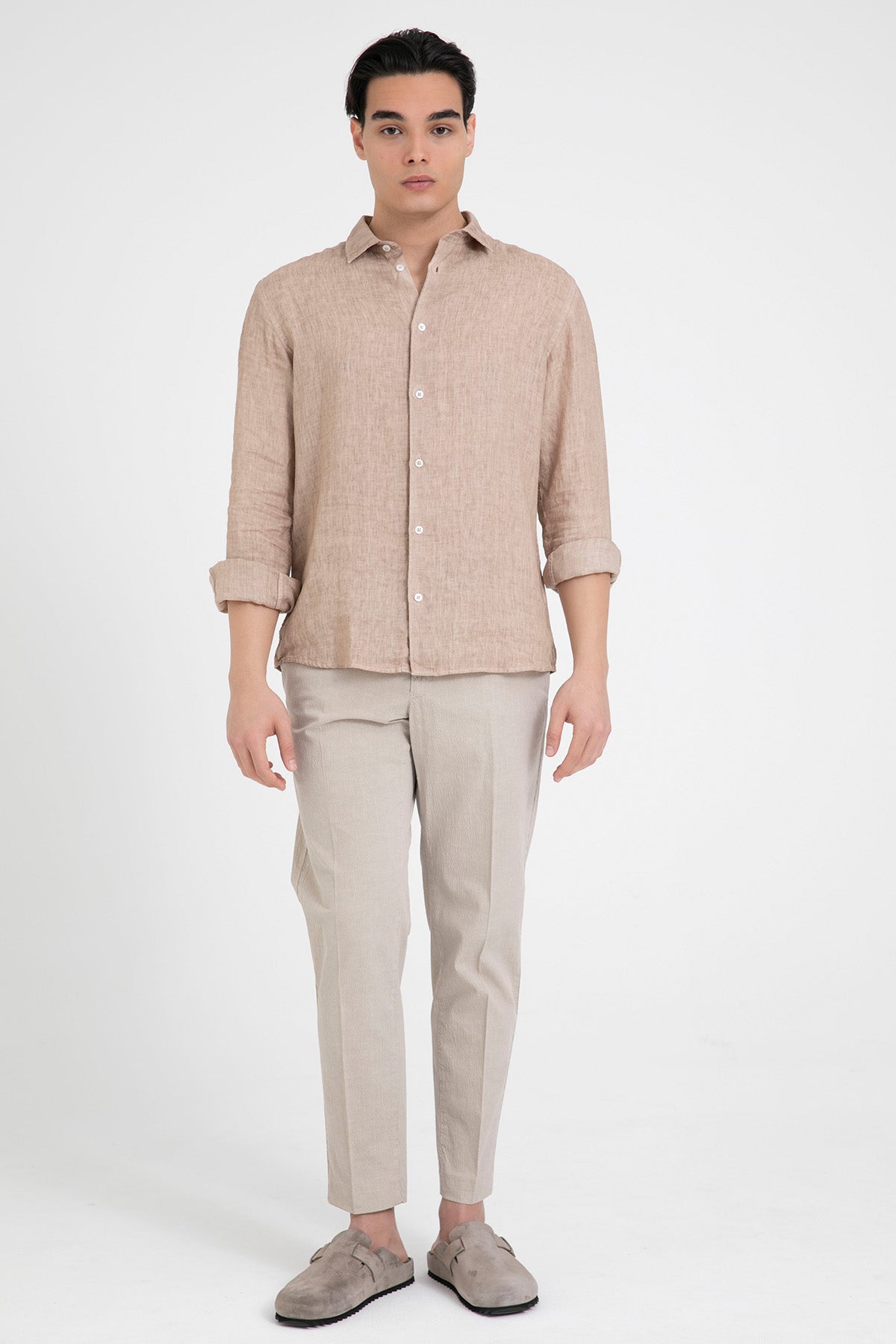 Fradi Regular Fit Klasik Yaka Keten Gömlek