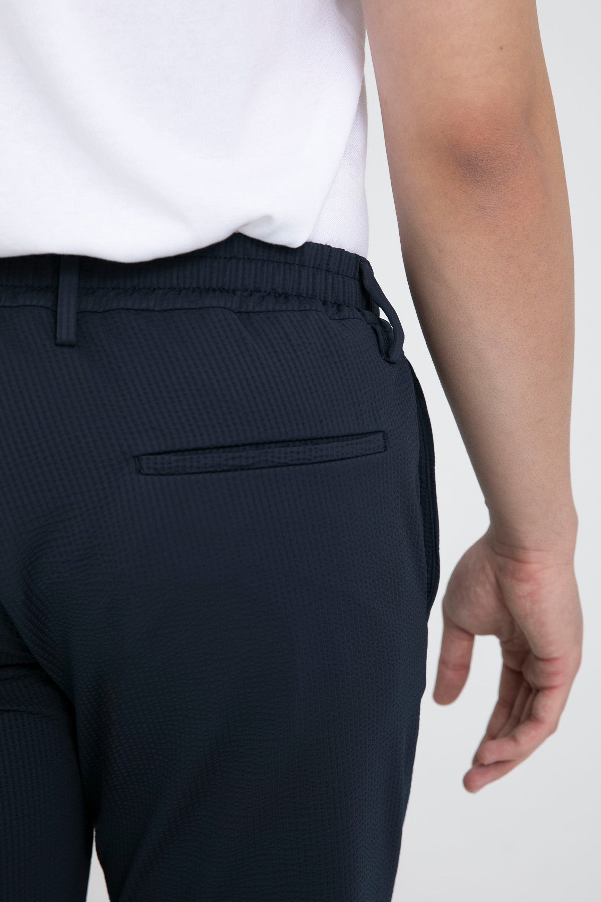 Fradi Beli Lastikli Tek Pile Gofre Kumaş Pantolon-Pantolon-Libas