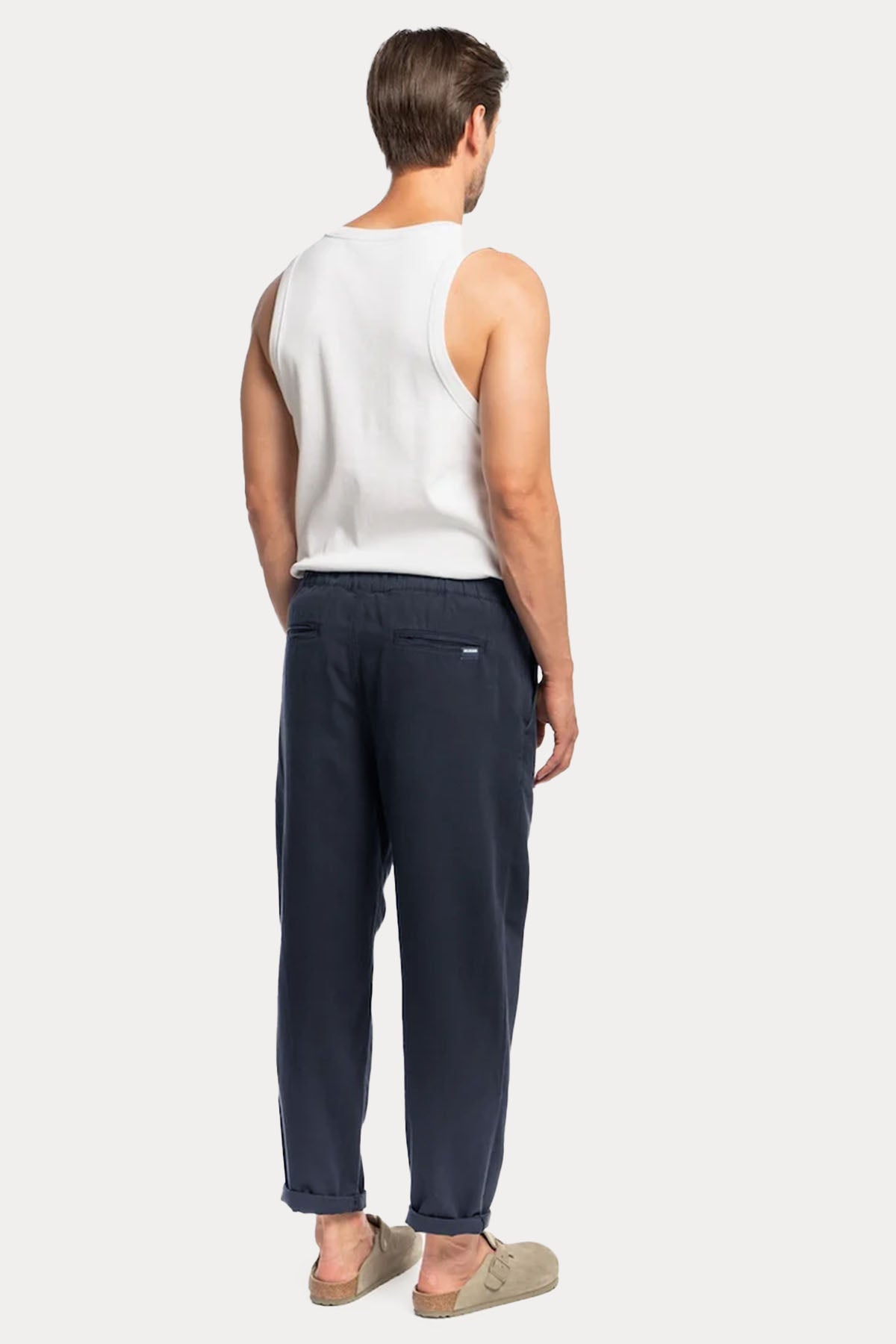 Goldgarn S1 Relaxed Fit Tek Pile Beli Lastikli Keten Pantolon-Pantolon-Libas