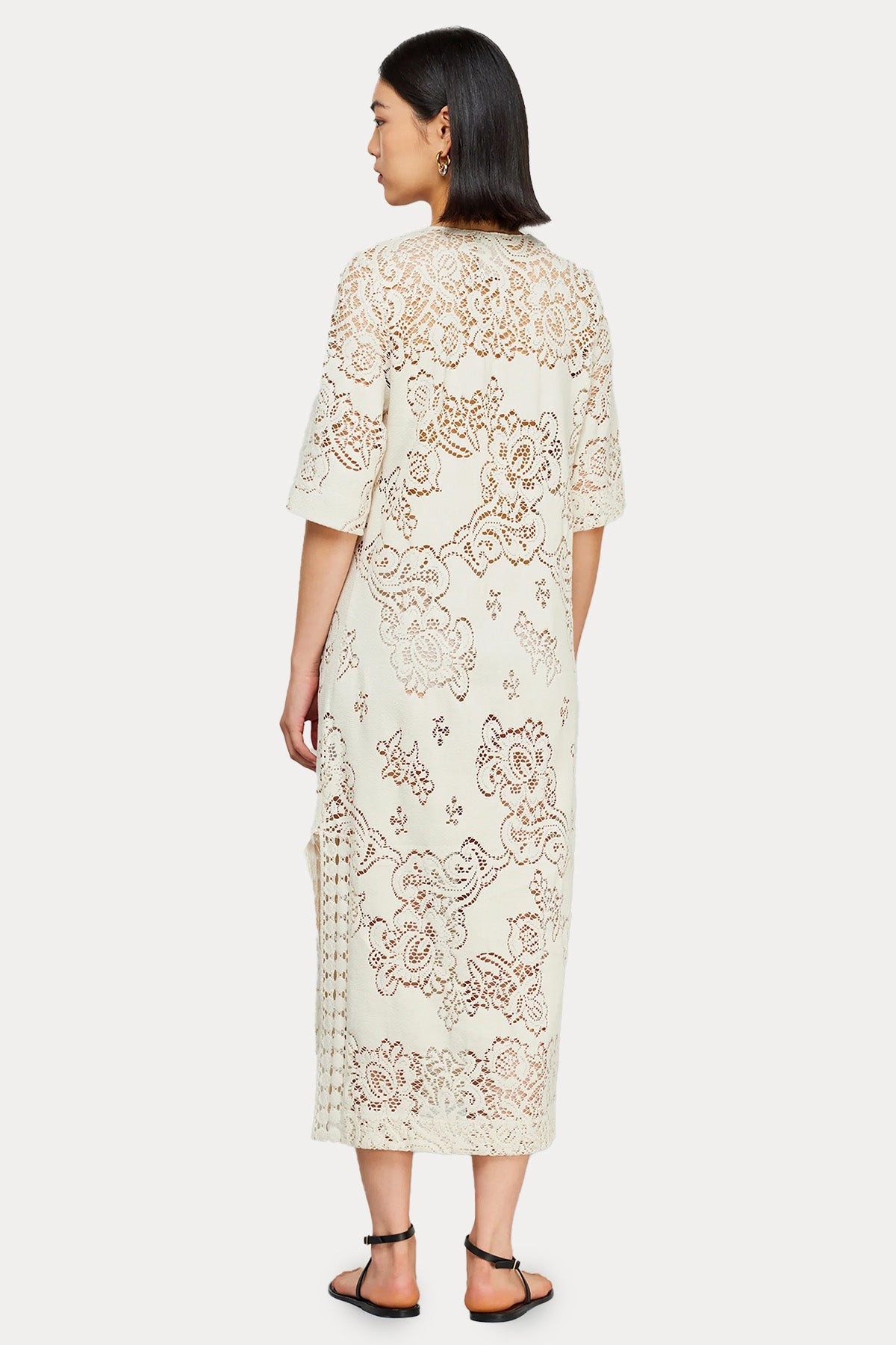 Semicouture Regular Fit Dantel Nakışlı Maxi Elbise-Elbise-Libas
