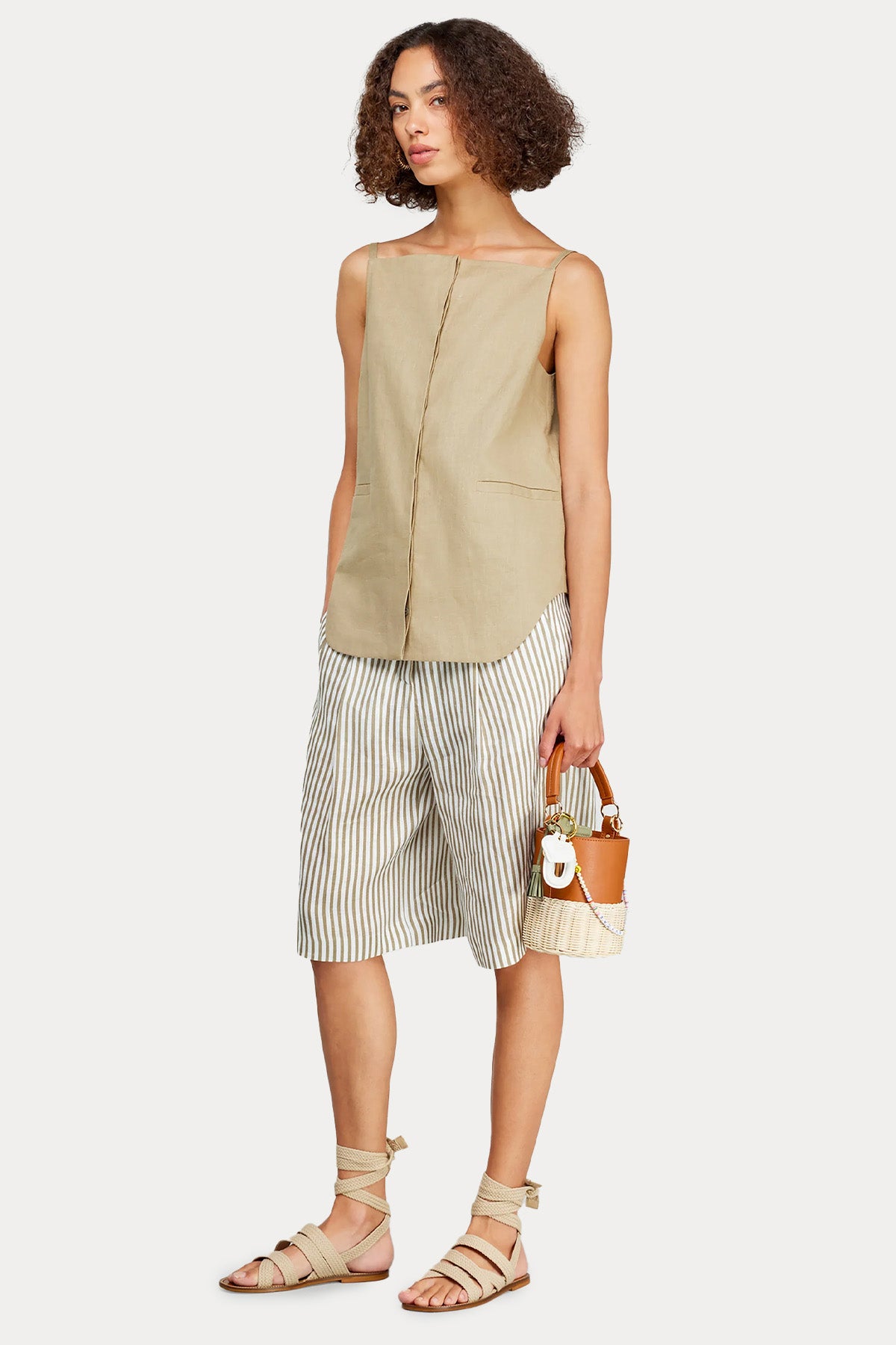 Semicouture Askılı Keten Gömlek Bluz