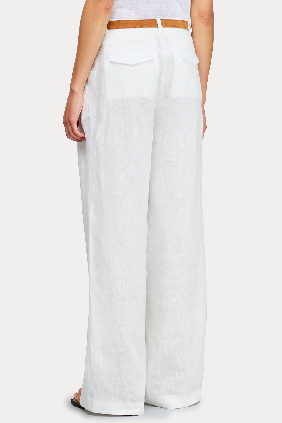 Semicouture Geniş Kesim Yandan Cepli Keten Pantolon