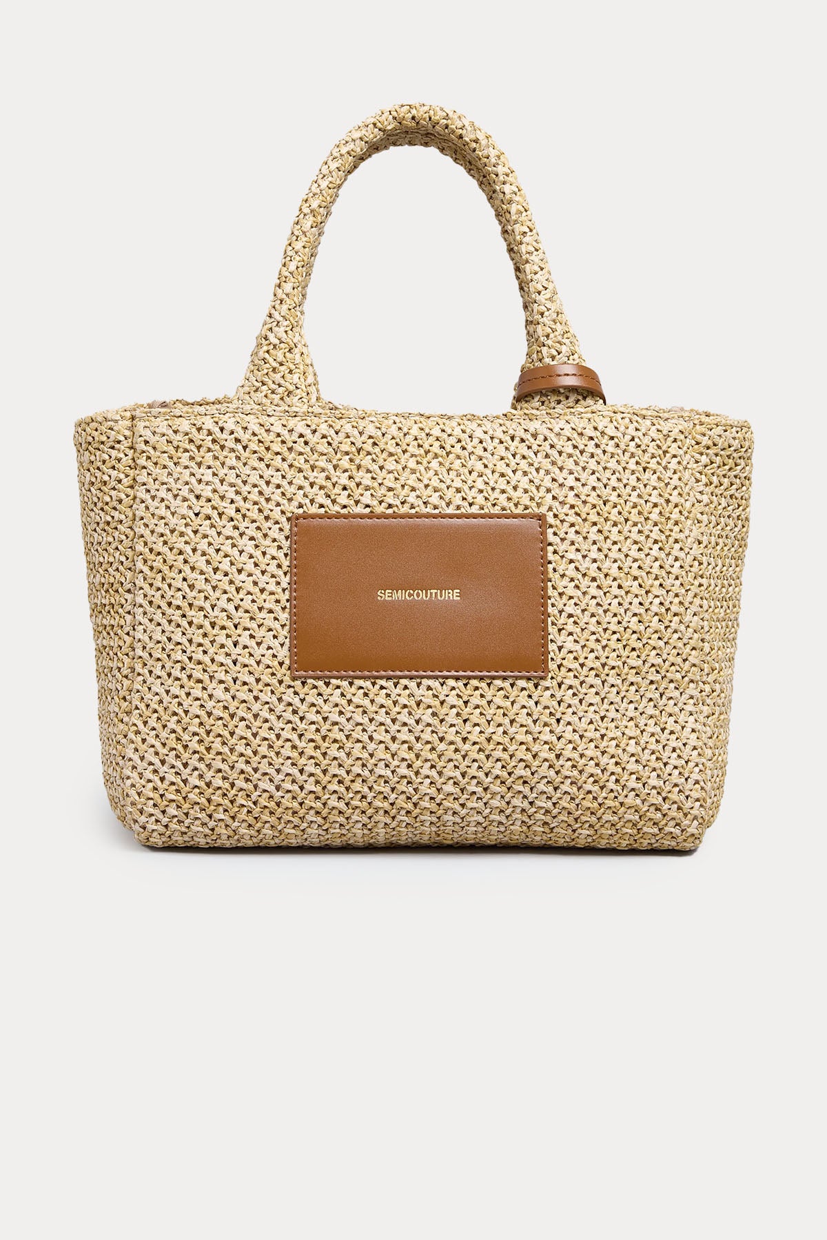 Semicouture Hasır Örgü Deri Detaylı Çanta