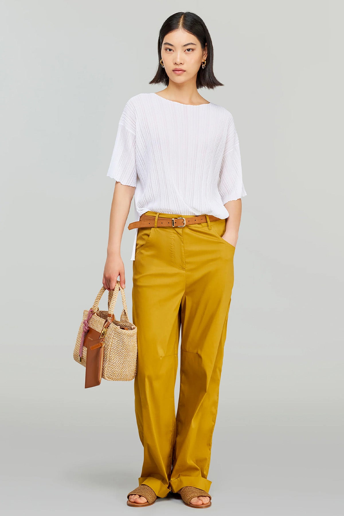 Semicouture Hasır Örgü Deri Detaylı Çanta