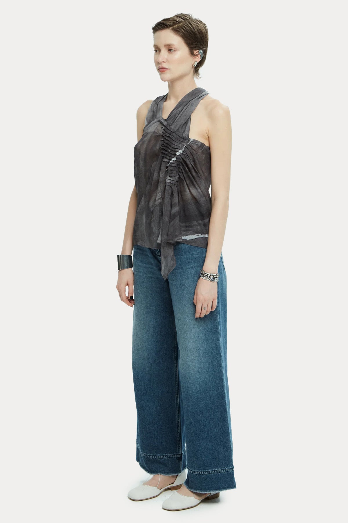 Ixos Kontrast Renkli Pileli Bluz