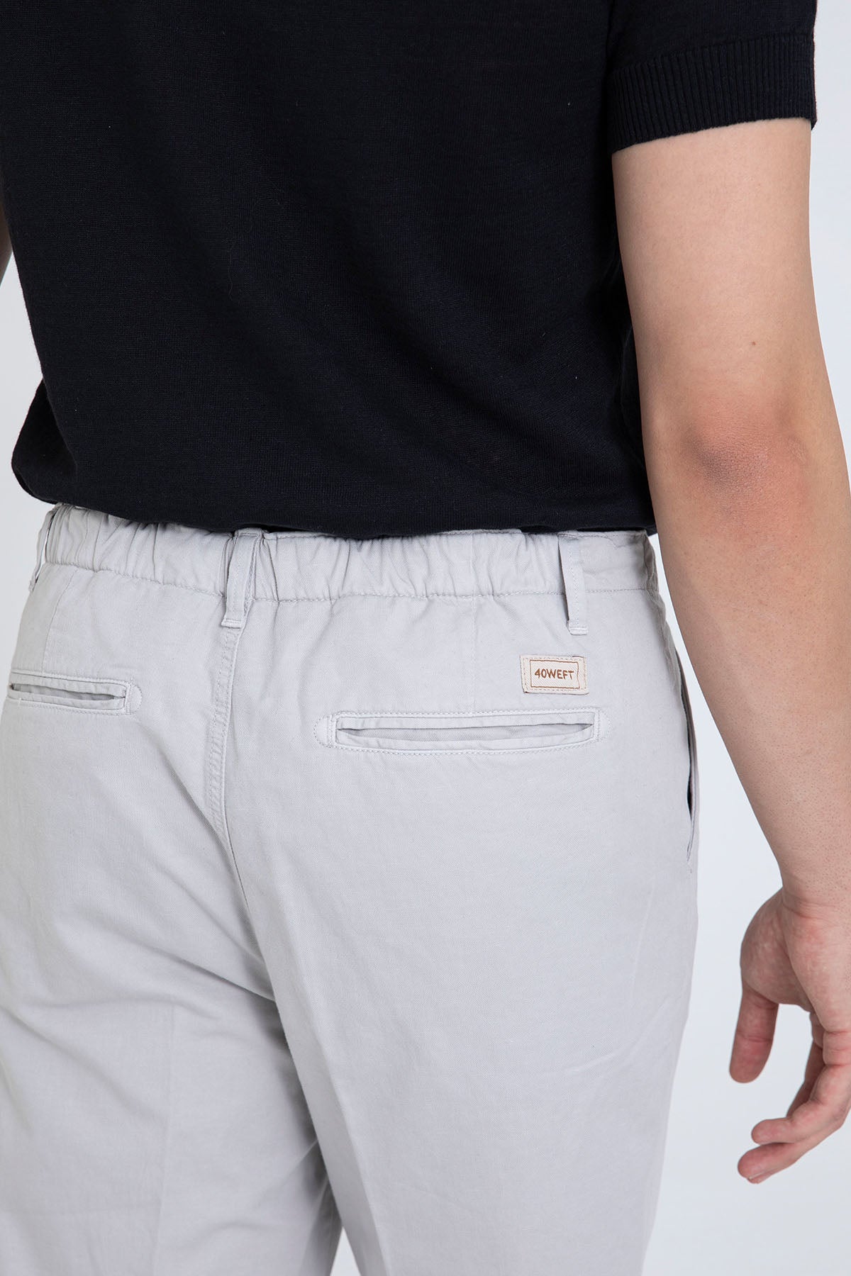 40 Weft Joec Beli Lastikli Tek Pile Yandan Cepli Keten Pantolon