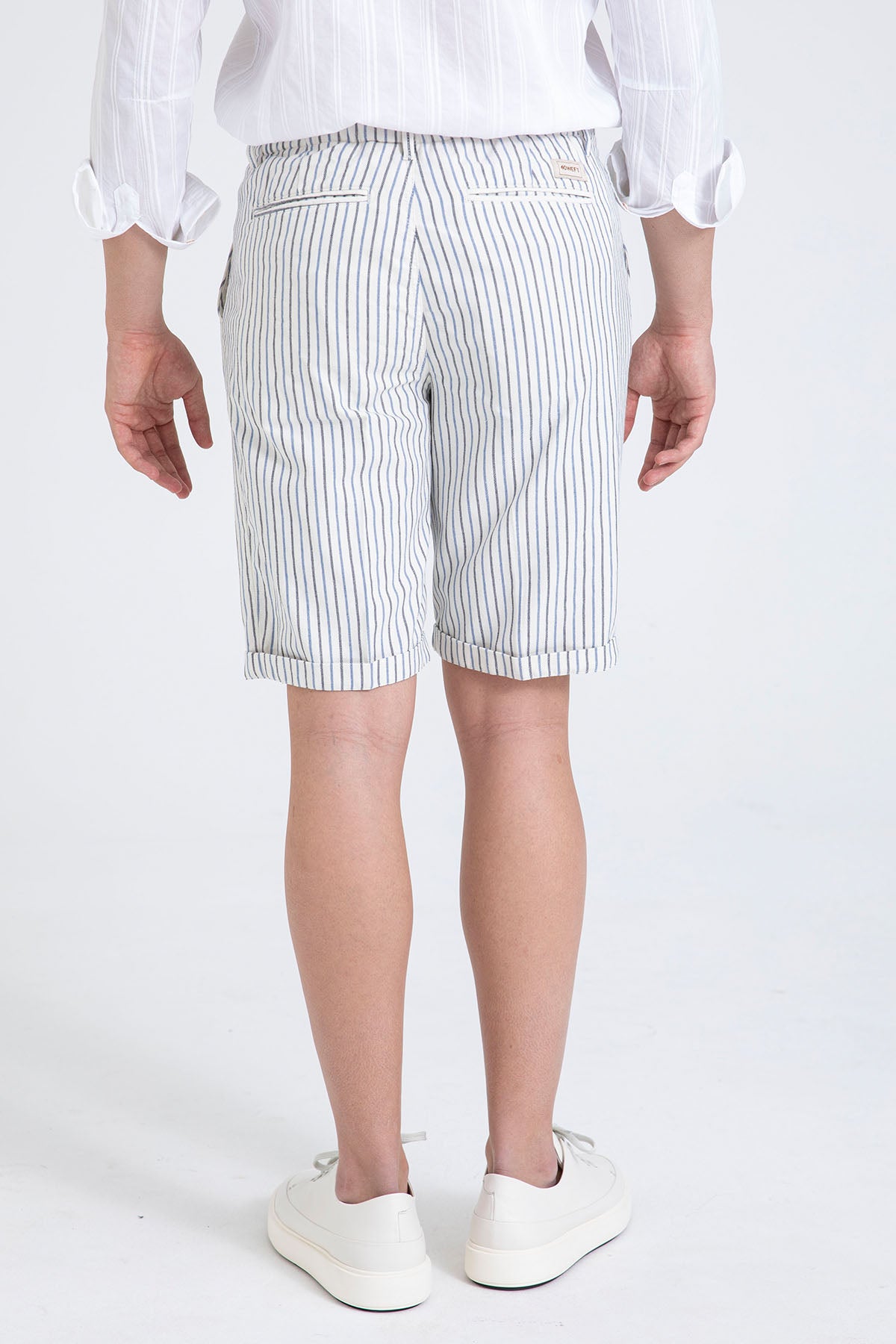 40 Weft Joecbe Çizgili Tek Pile Yandan Cepli Şort