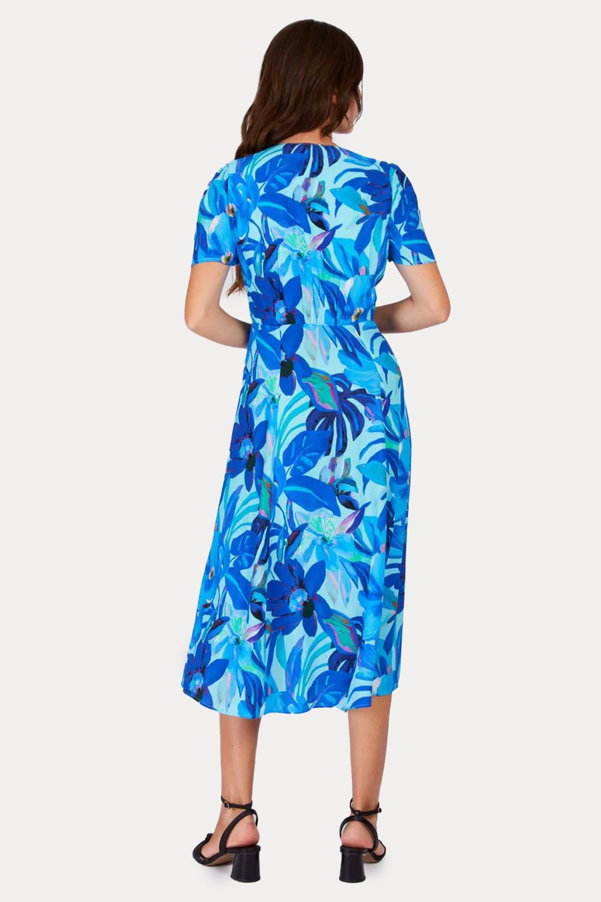 Rene Derhy Prune Renkli Desenli Midi Elbise