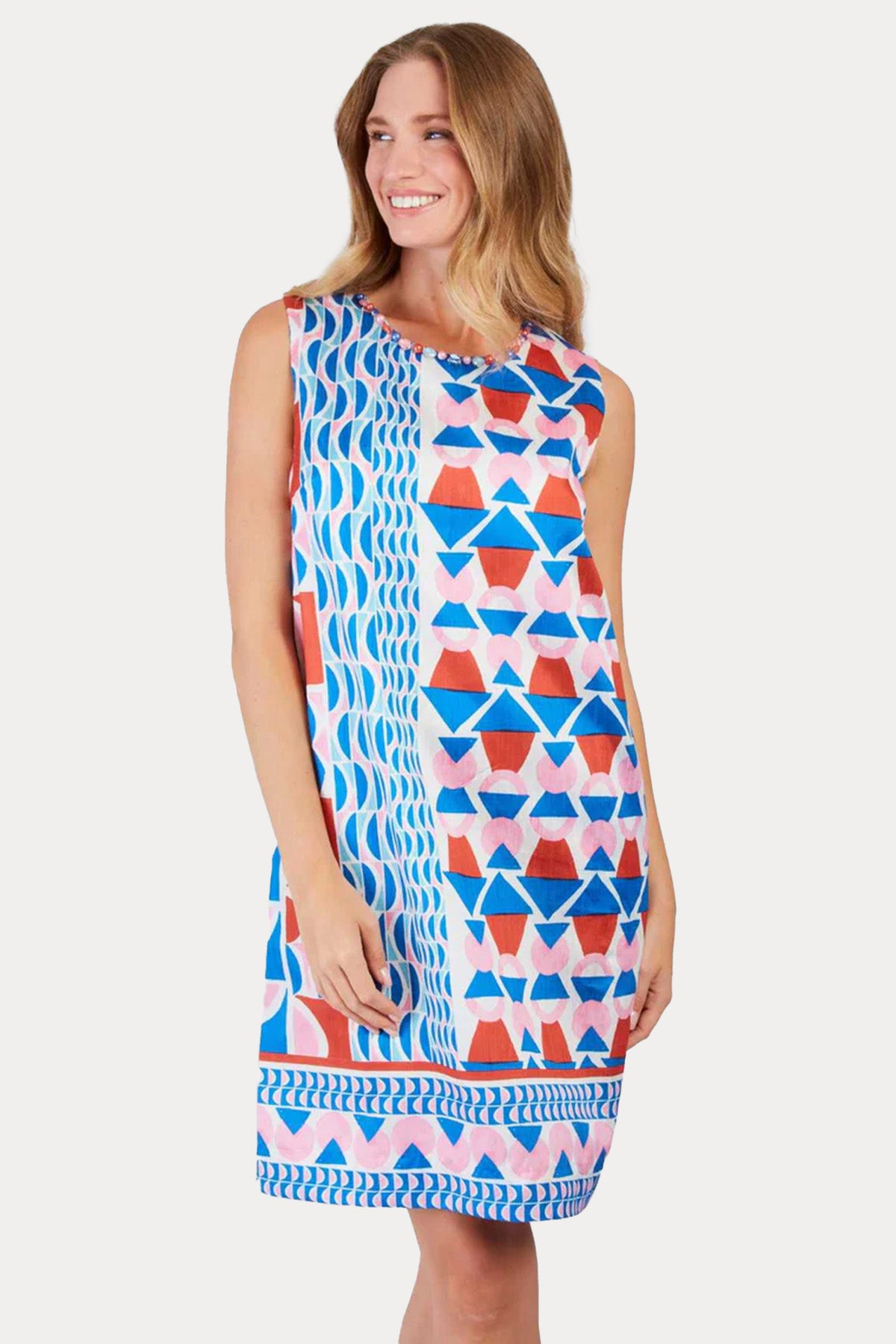 Rene Derhy Pinede Geometrik Desenli Mini Elbise