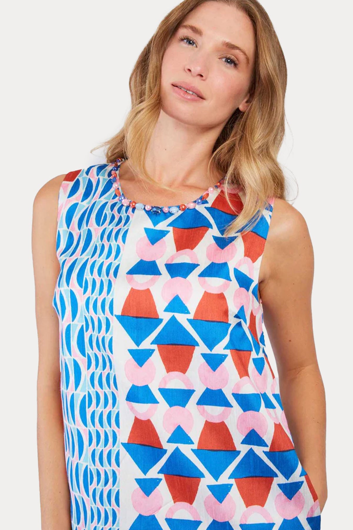 Rene Derhy Pinede Geometrik Desenli Mini Elbise