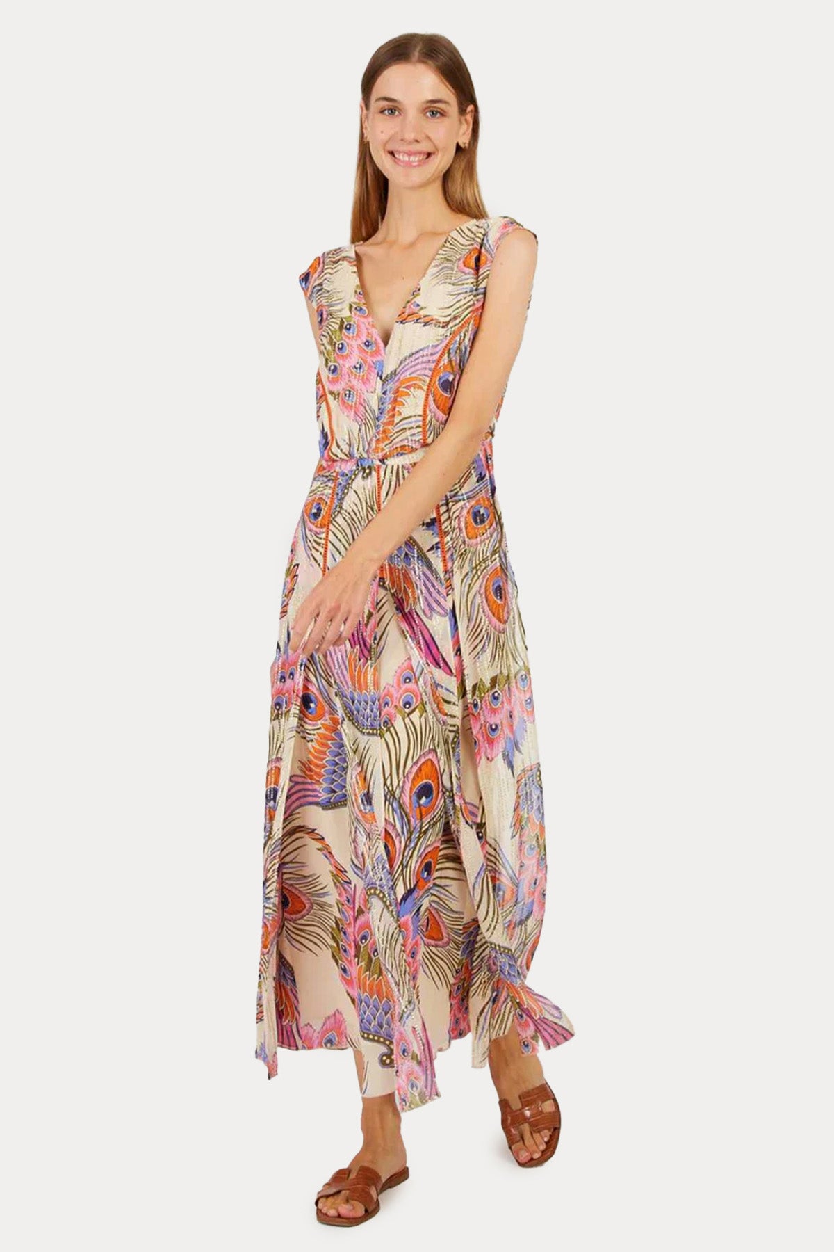 Rene Derhy Panier Renkli Desenli Maxi Elbise