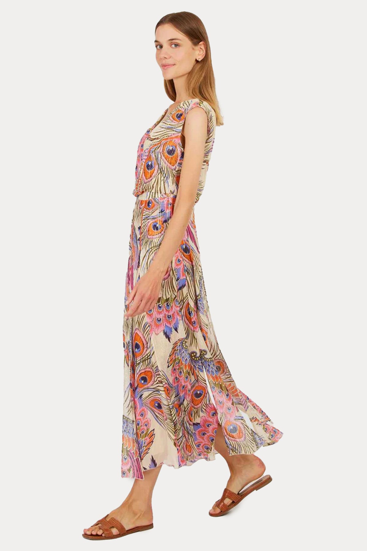 Rene Derhy Panier Renkli Desenli Maxi Elbise