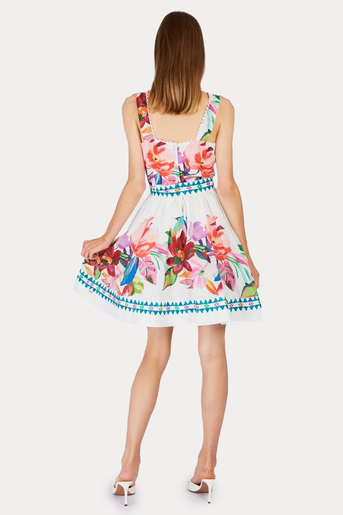 Rene Derhy Poppy Kuşaklı Renkli Desenli Mini Elbise