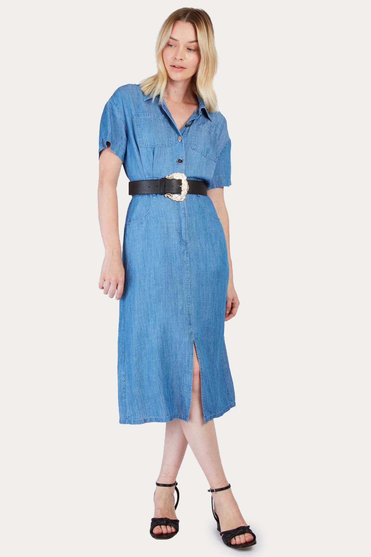 Rene Derhy Carigan Spor Cepli Midi Gömlek Elbise