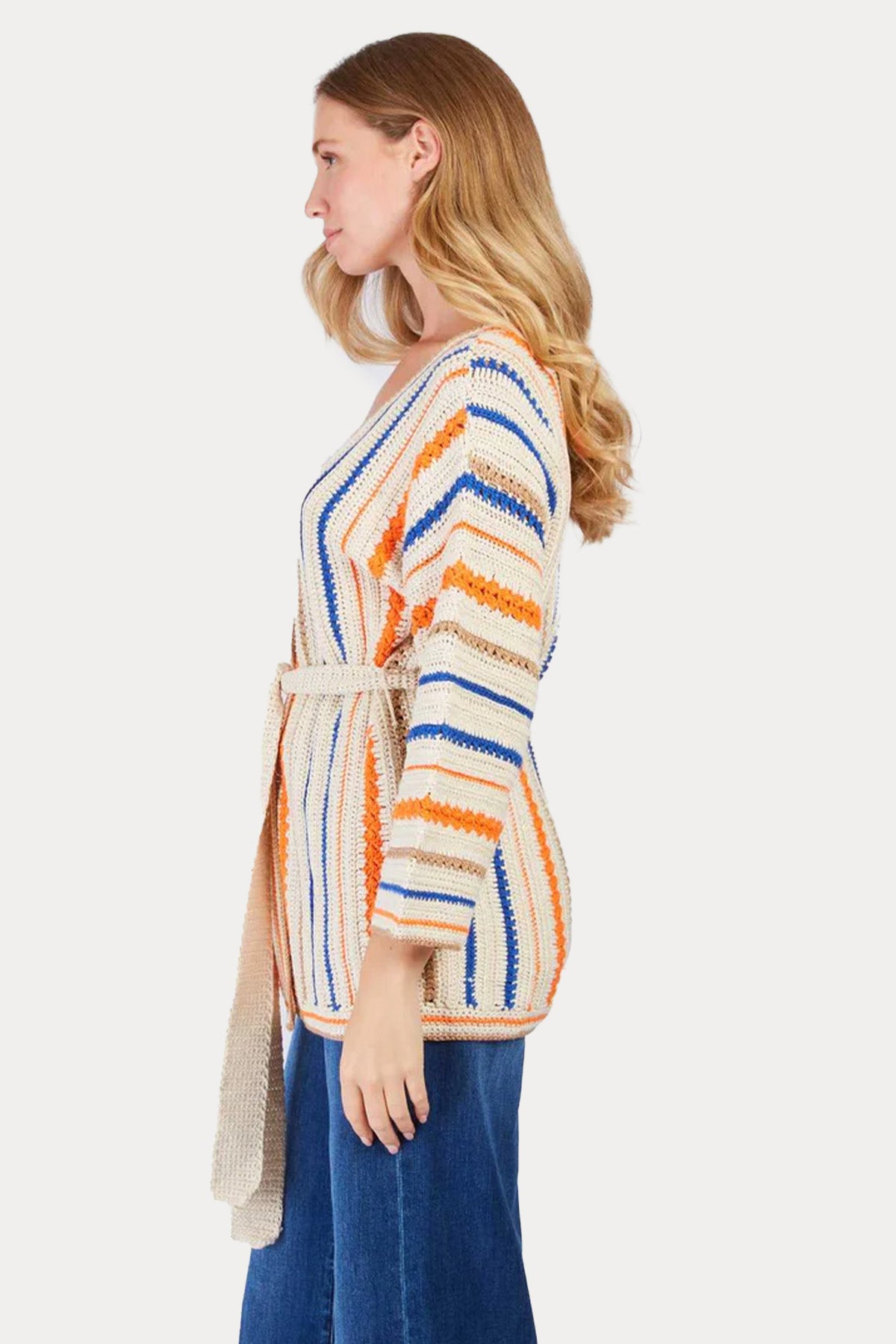 Rene Derhy Firmine Renkli Örgü Kemerli Triko Ceket